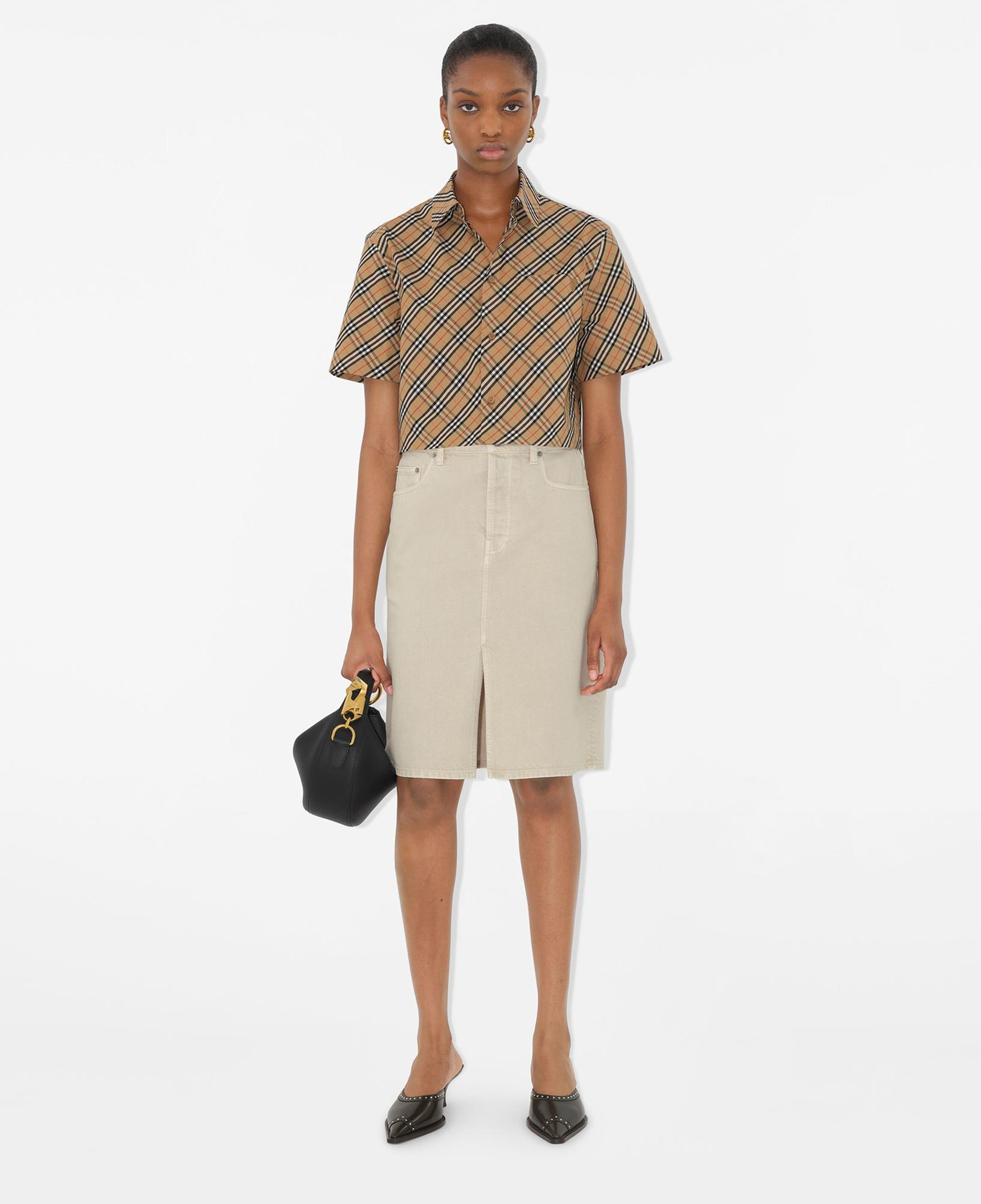 Burberry Tec Cropped Cotton Kadın Bej Gömlek