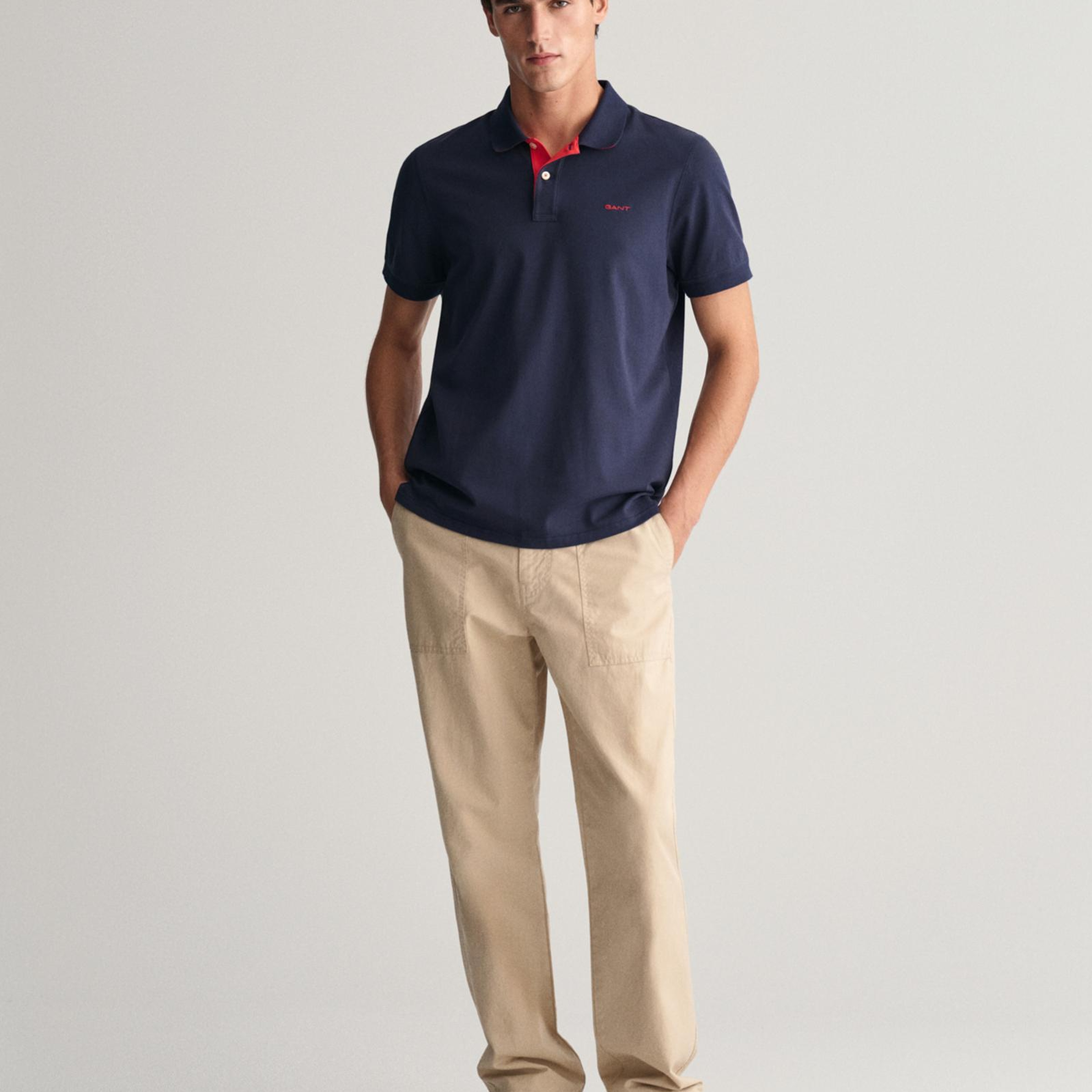 GANT Erkek Lacivert Regular Fit Polo Yaka T-Shirt