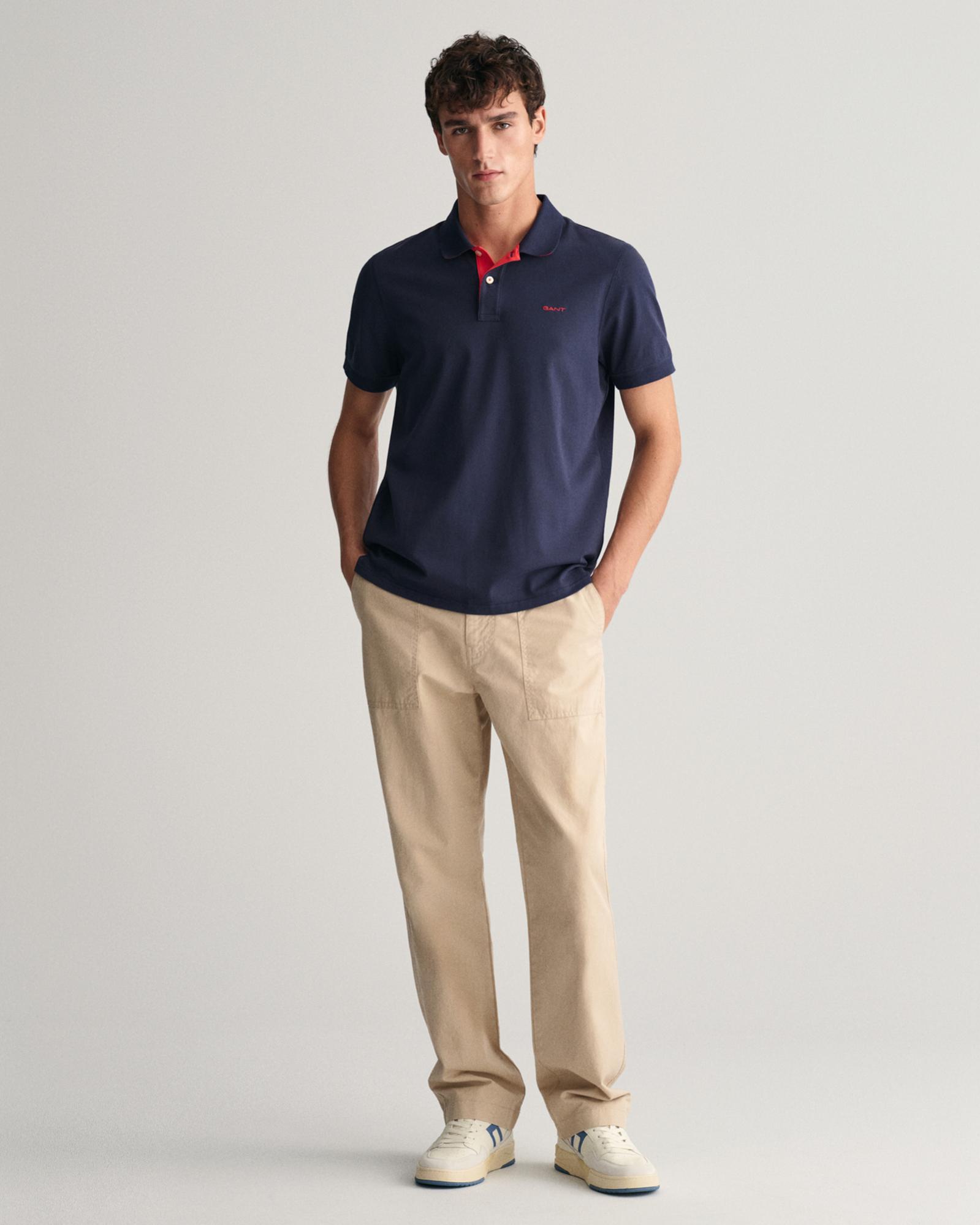 GANT Erkek Lacivert Regular Fit Polo Yaka T-Shirt