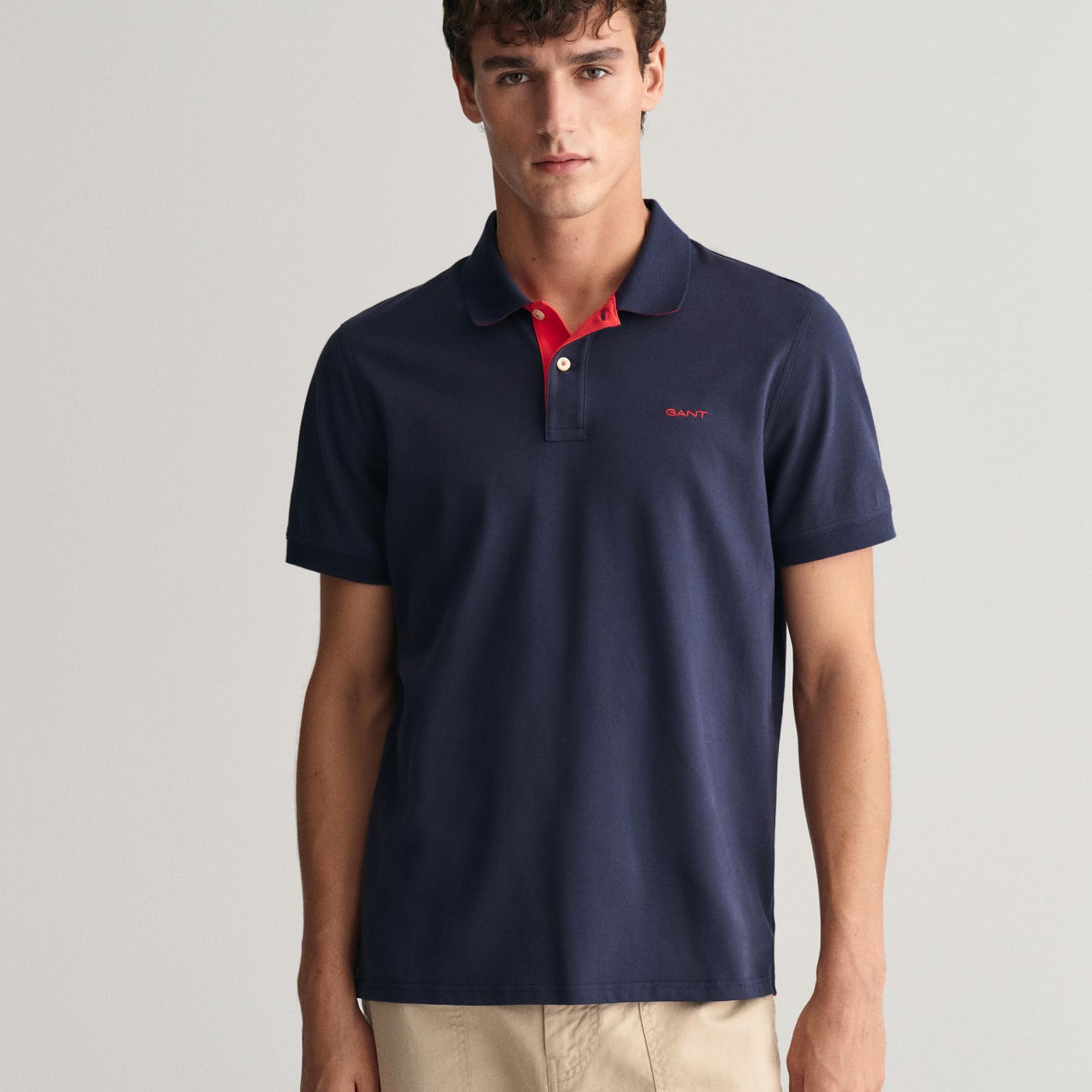 GANT Erkek Lacivert Regular Fit Polo Yaka T-Shirt