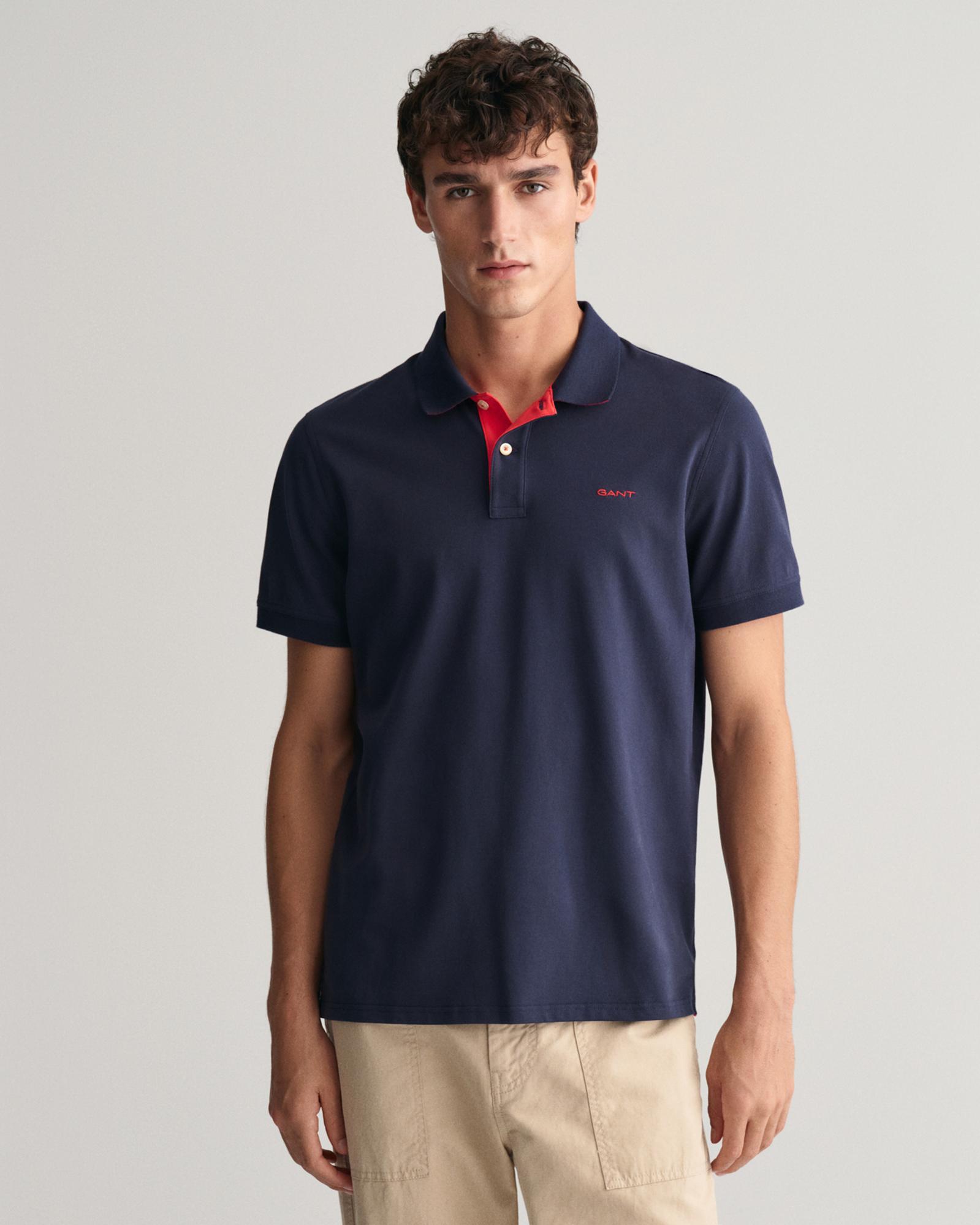 GANT Erkek Lacivert Regular Fit Polo Yaka T-Shirt