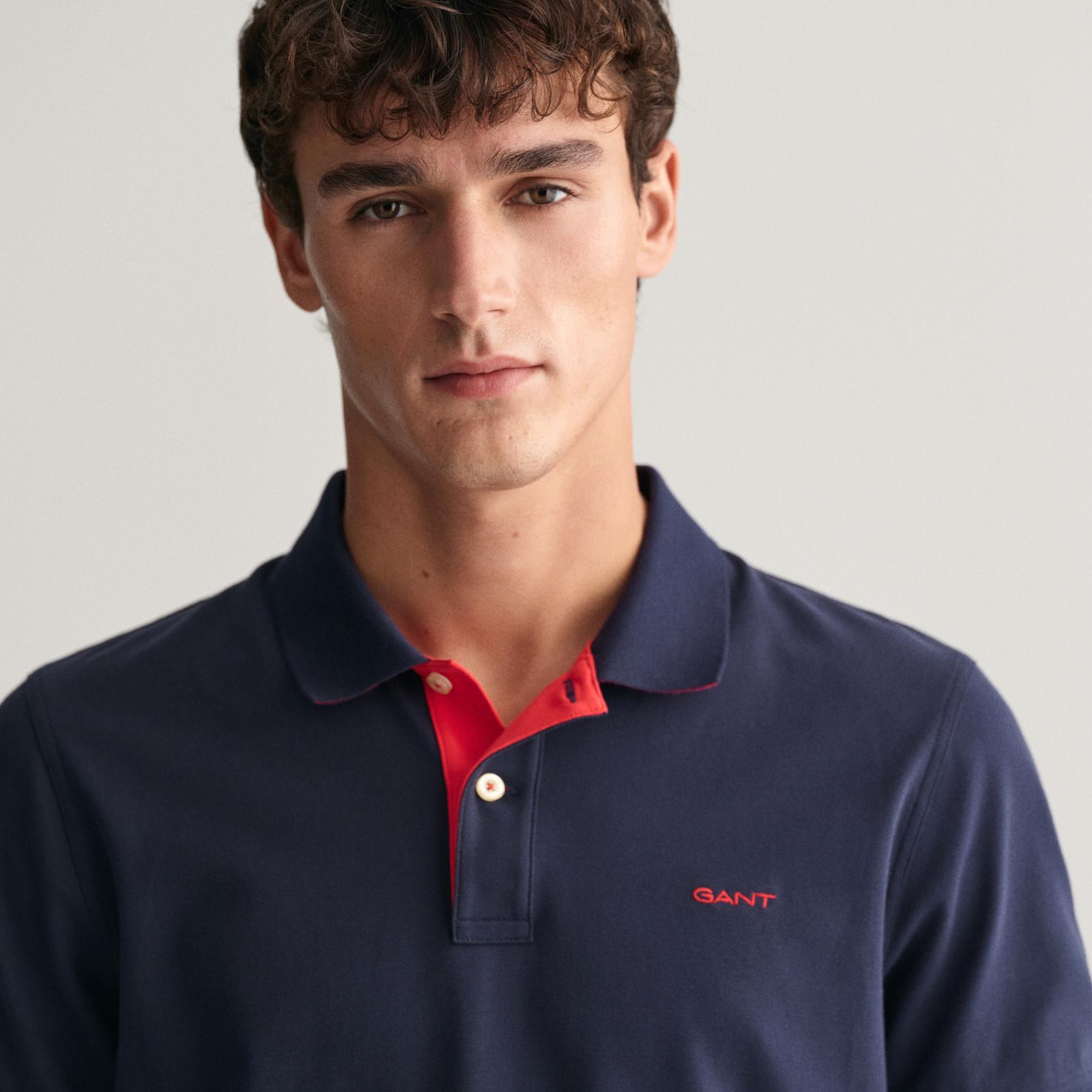 GANT Erkek Lacivert Regular Fit Polo Yaka T-Shirt