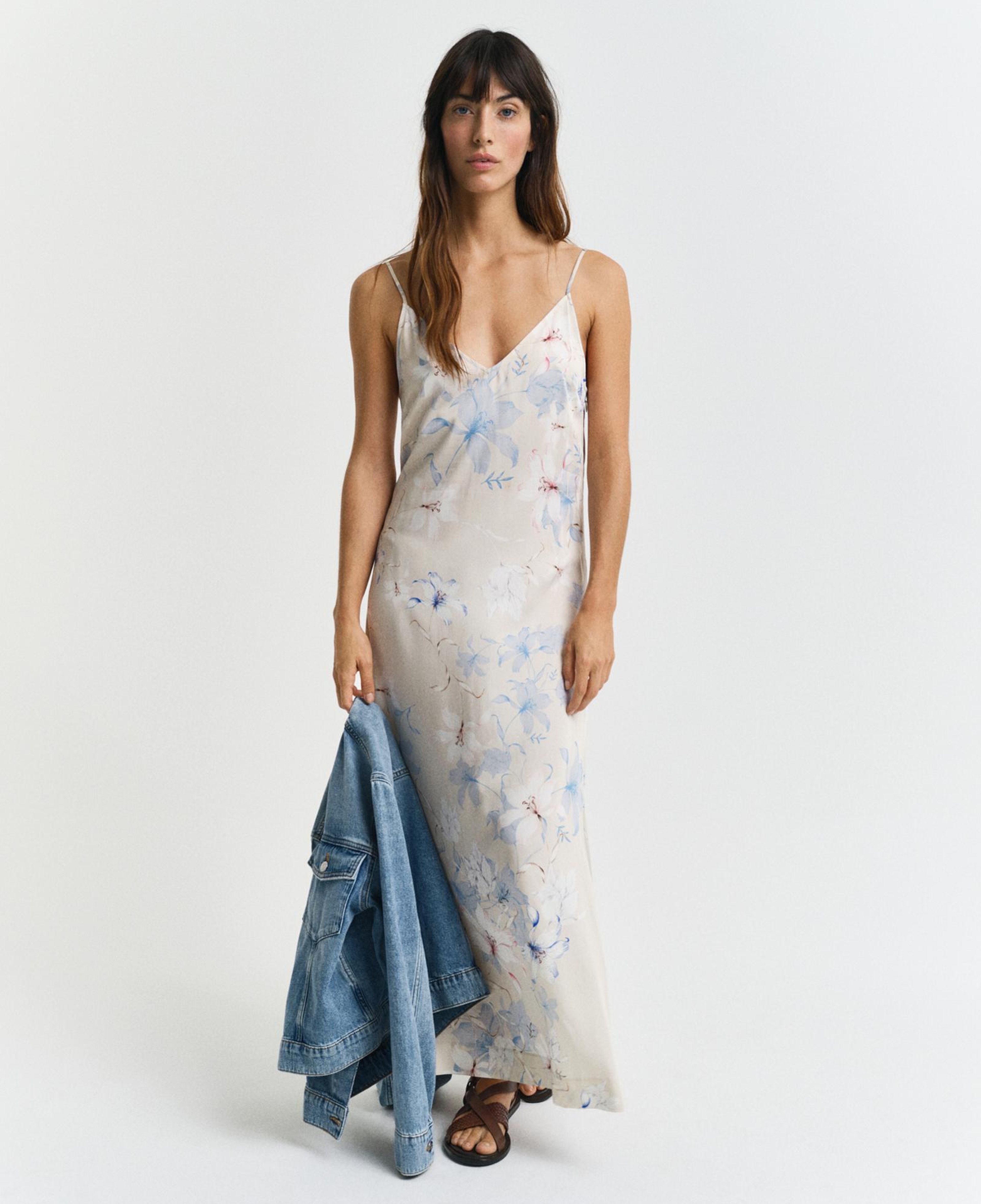 GANT Kadın Pembe Regular Fit V Yaka Desenli Elbise