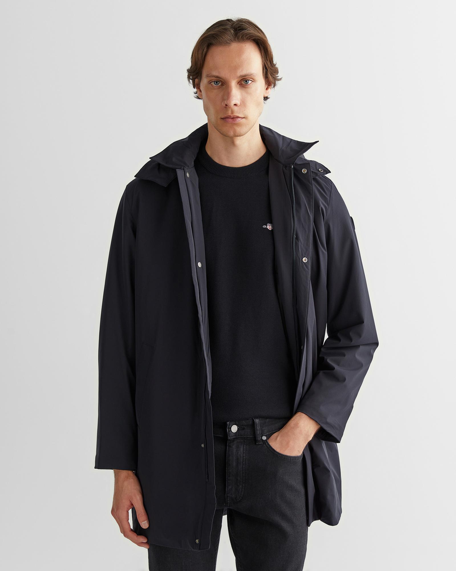 GANT Erkek Siyah Kapüşonlu Mont