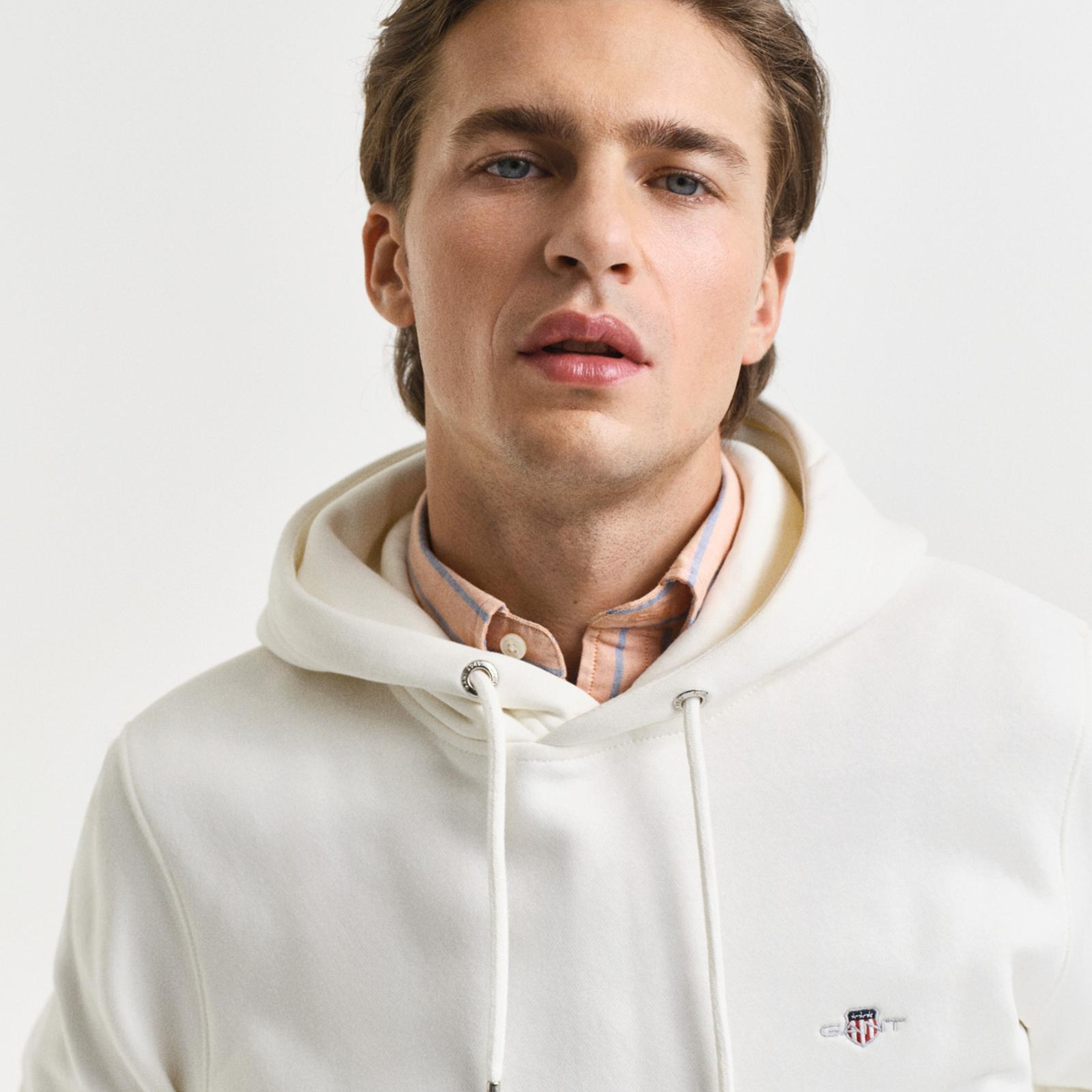 GANT Erkek Krem Regular Fit Kapüşonlu Sweatshirt