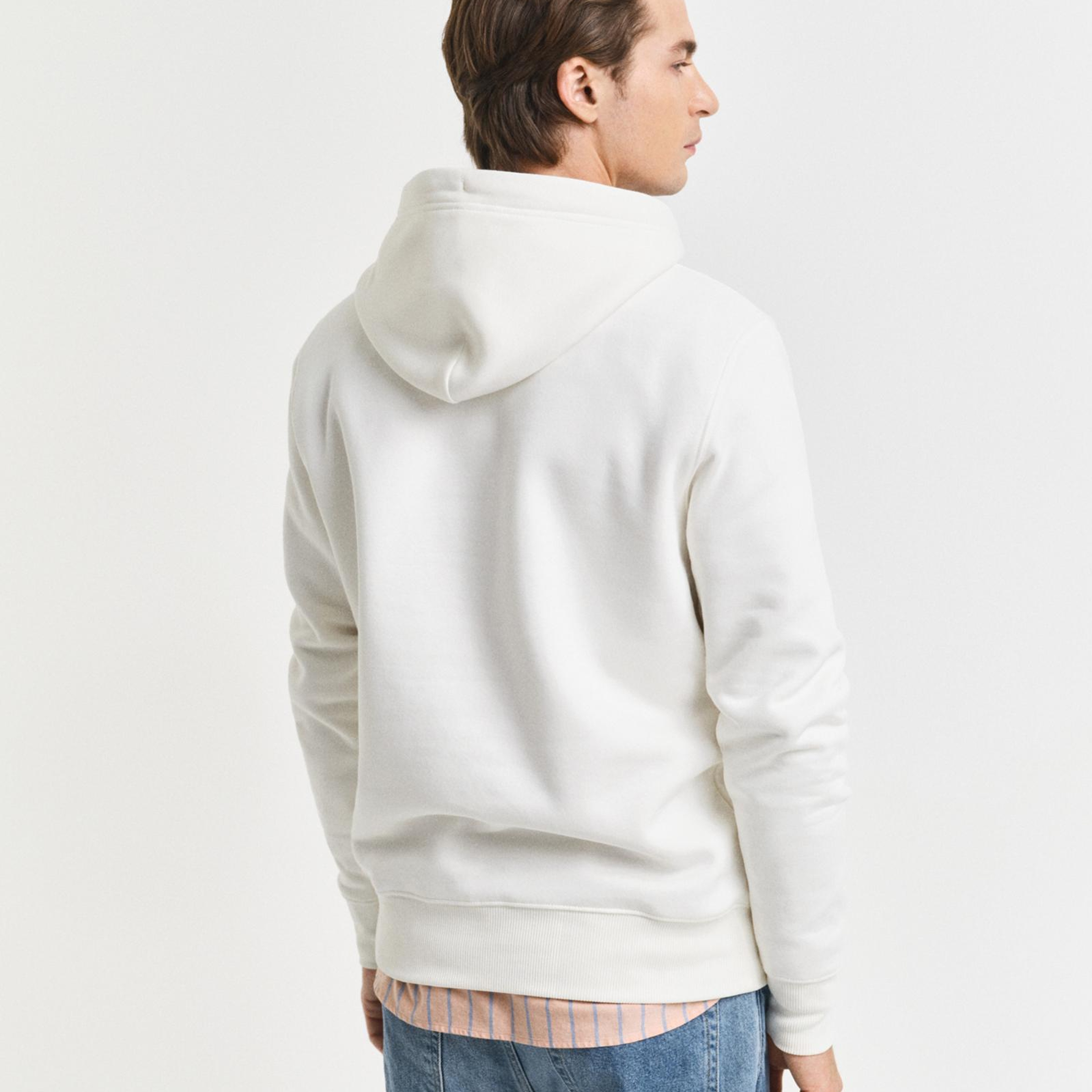 GANT Erkek Krem Regular Fit Kapüşonlu Sweatshirt