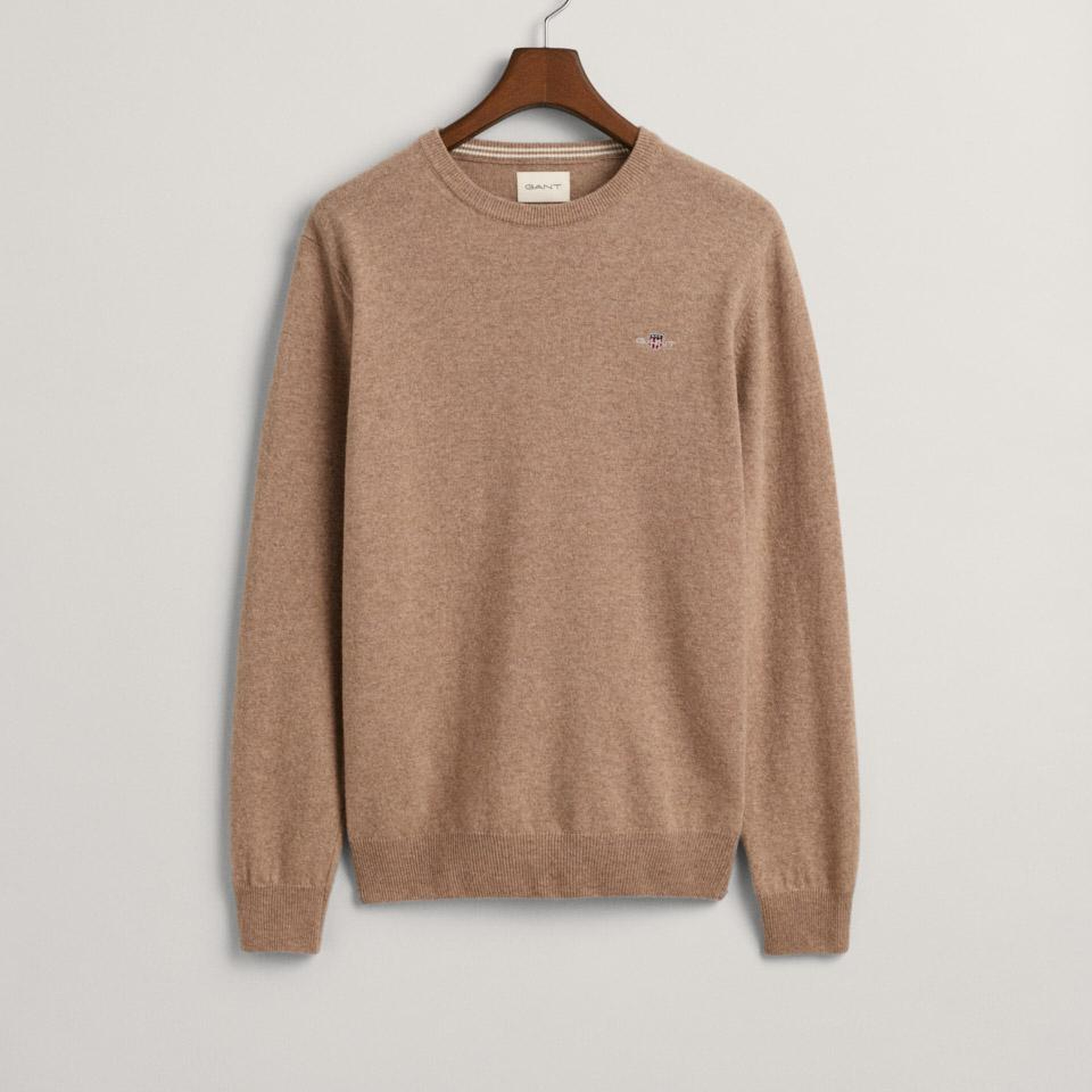 GANT Erkek Bej Regular Fit Bisiklet Yaka Yün Kazak