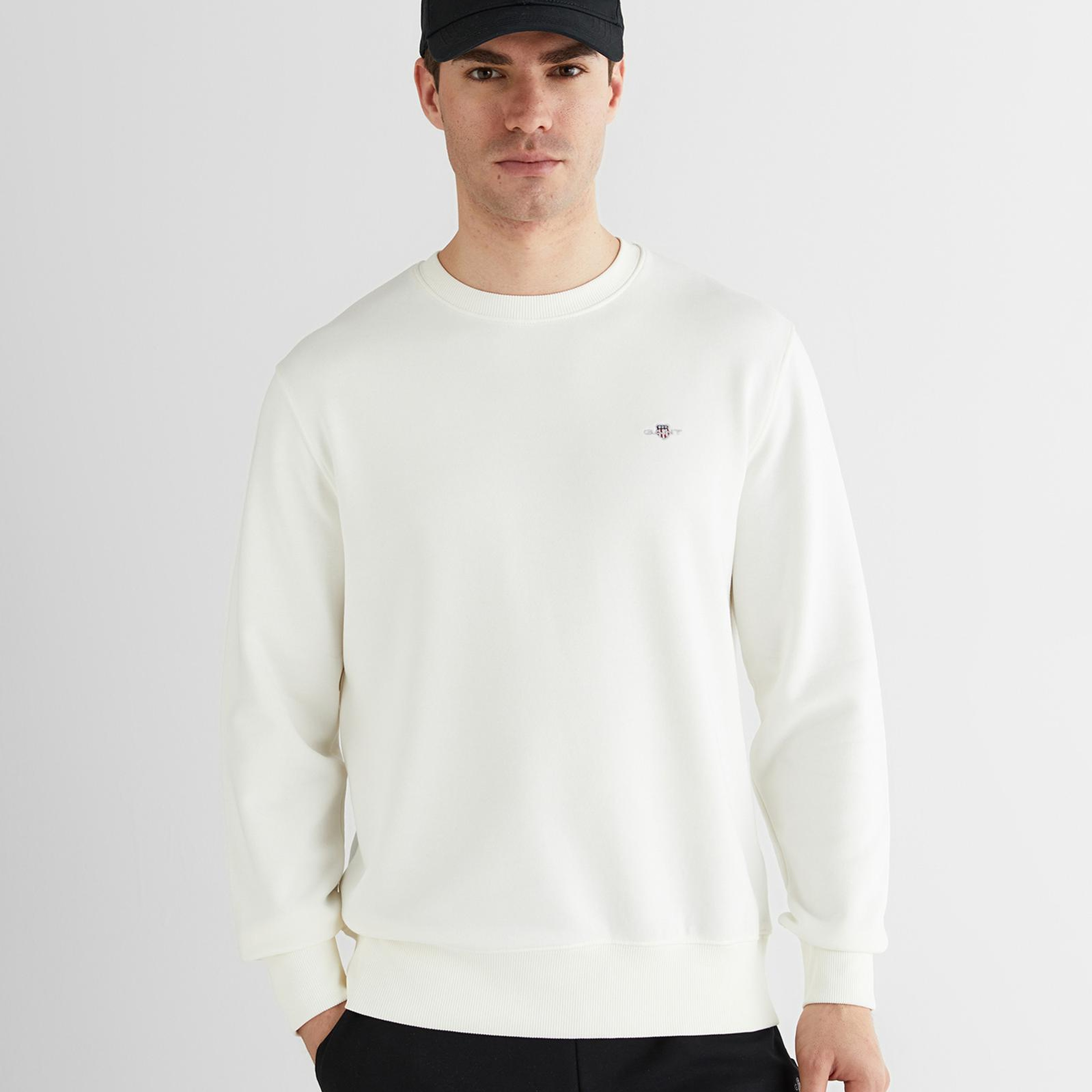 GANT Erkek Krem Regular Fit Bisiklet Yaka Sweatshirt