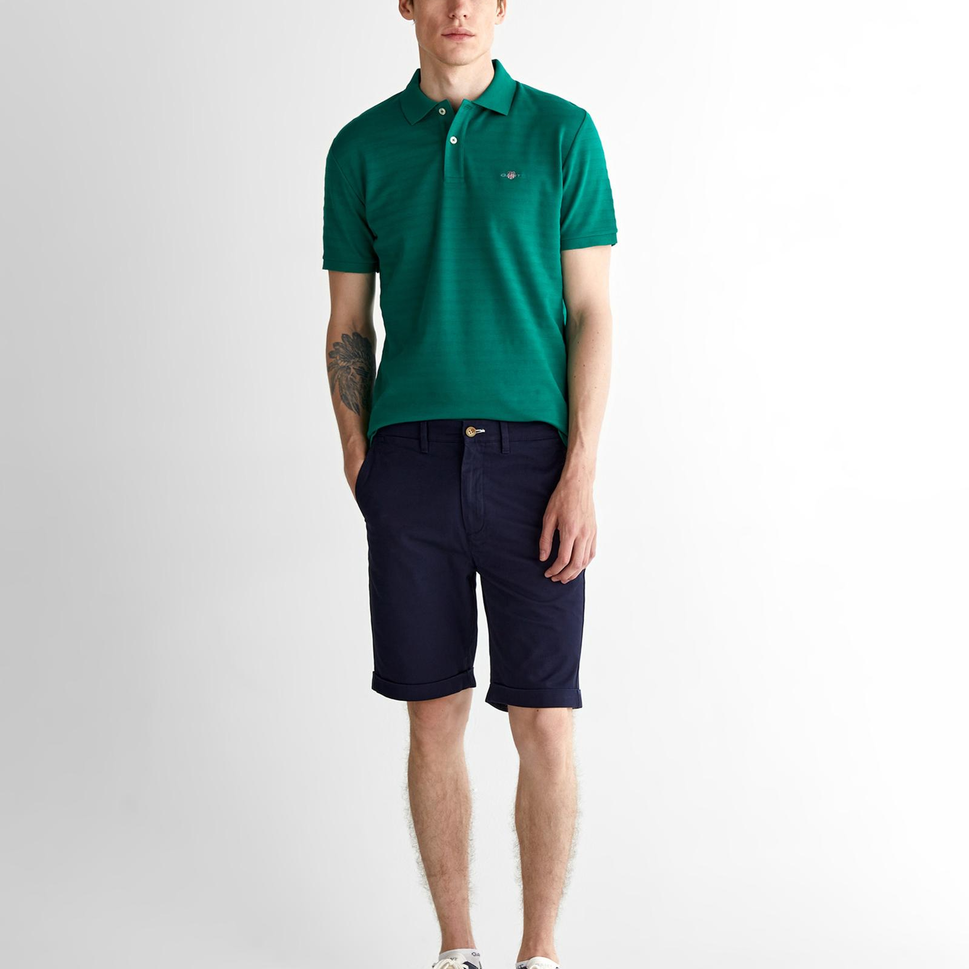 GANT Erkek Yeşil Regular Fit Çizgili Polo