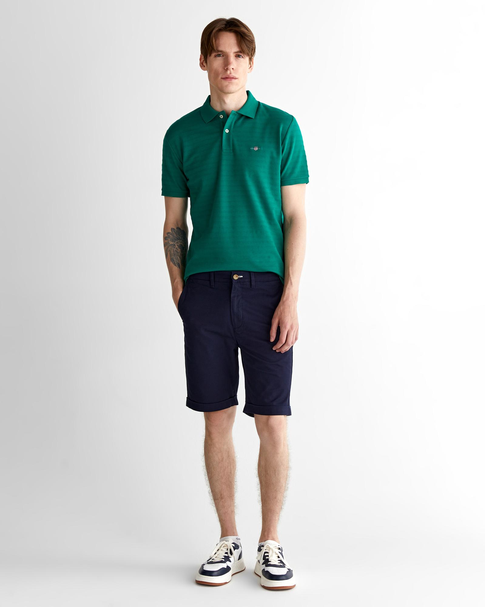 GANT Erkek Yeşil Regular Fit Çizgili Polo