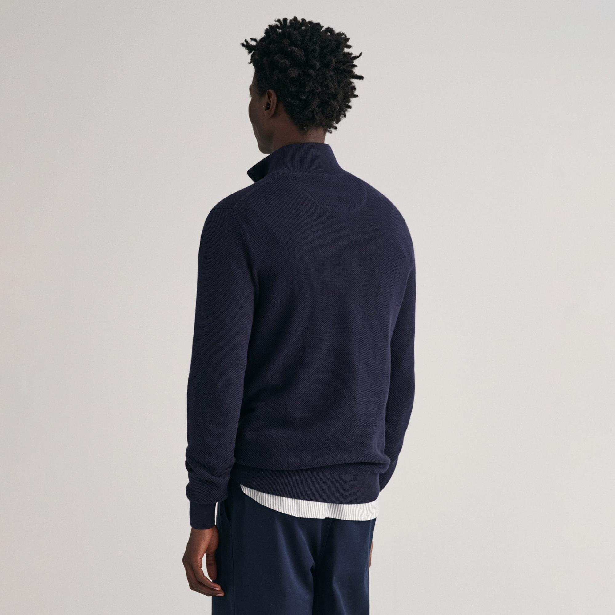 GANT Erkek Lacivert Regular Fit Yarım Fermuarlı Kazak