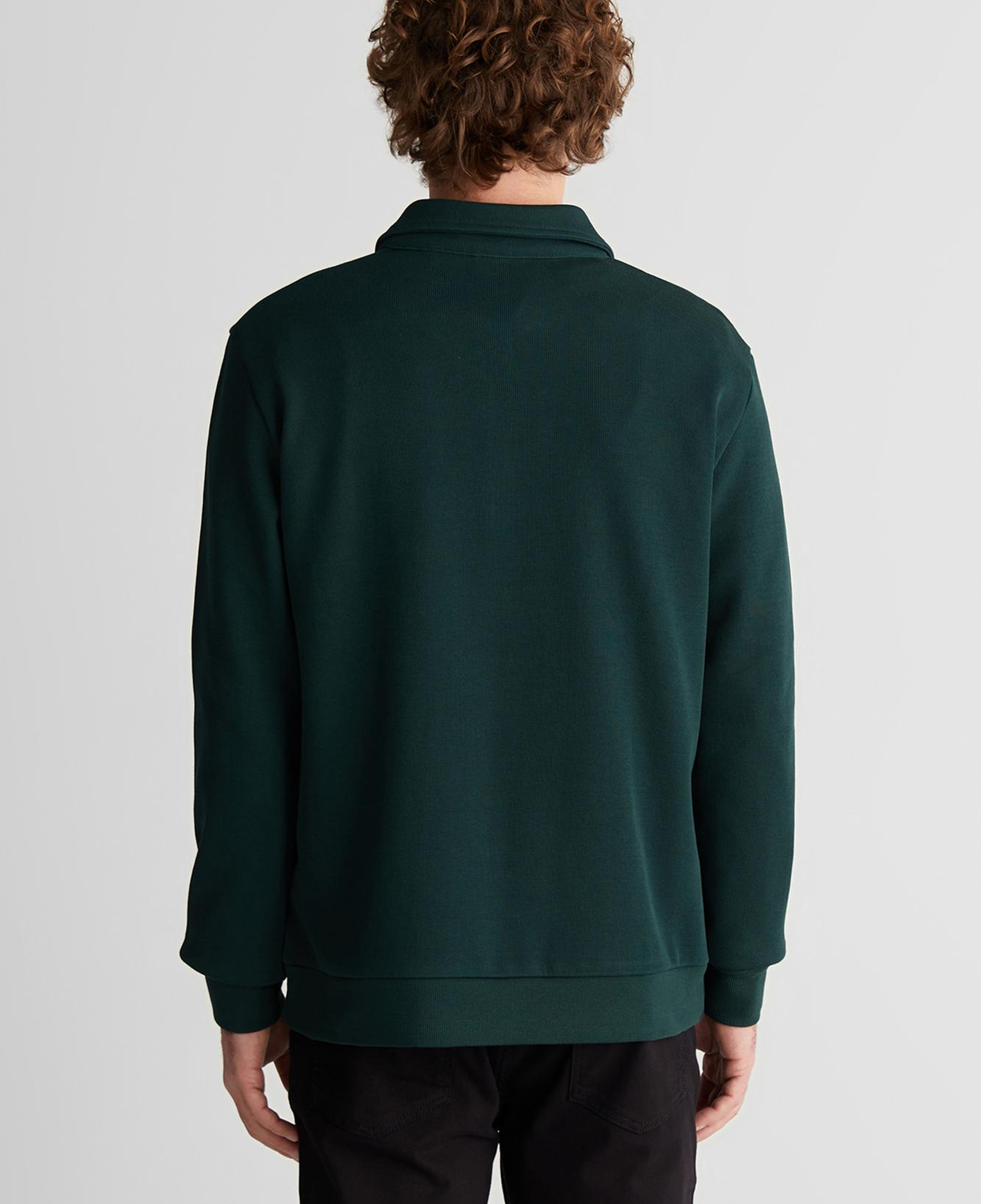 GANT Erkek Yeşil Regular Fit Yarım Fermuarlı Logolu Sweatshirt