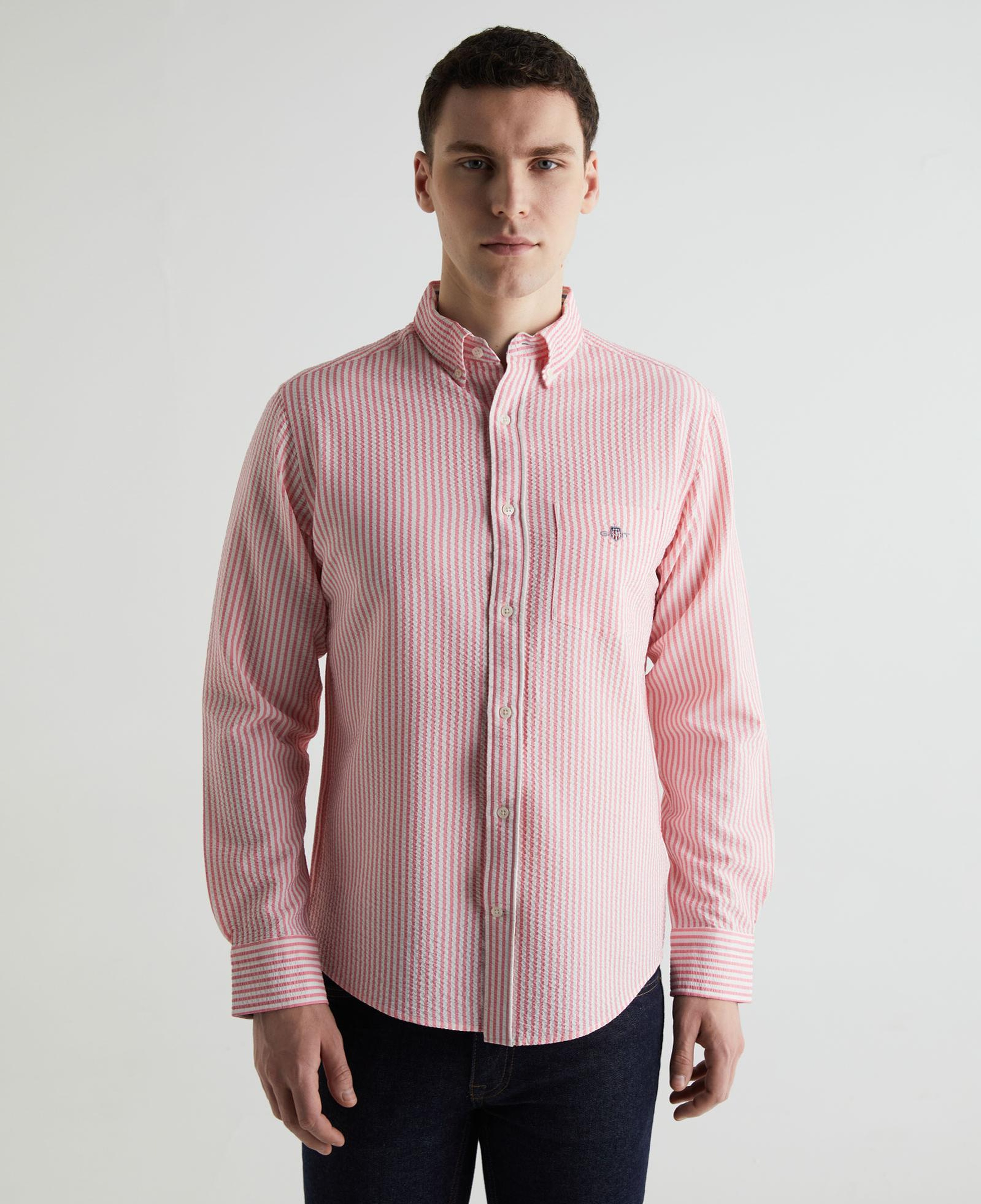 GANT Erkek Pembe Regular Fit Klasik Yaka Çizgili Gömlek