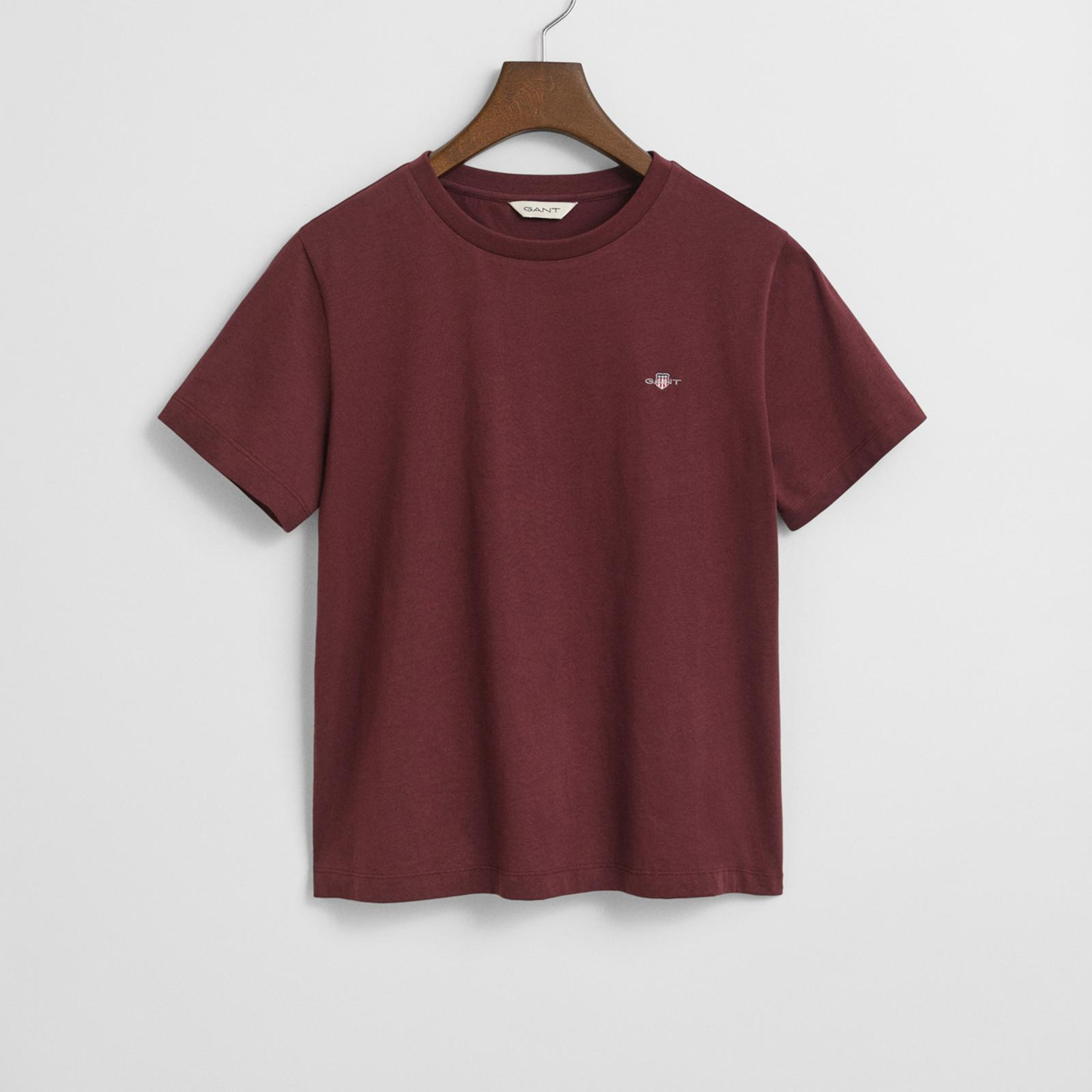 GANT Kadın Bordo Regular Fit Bisiklet Yaka T-Shirt