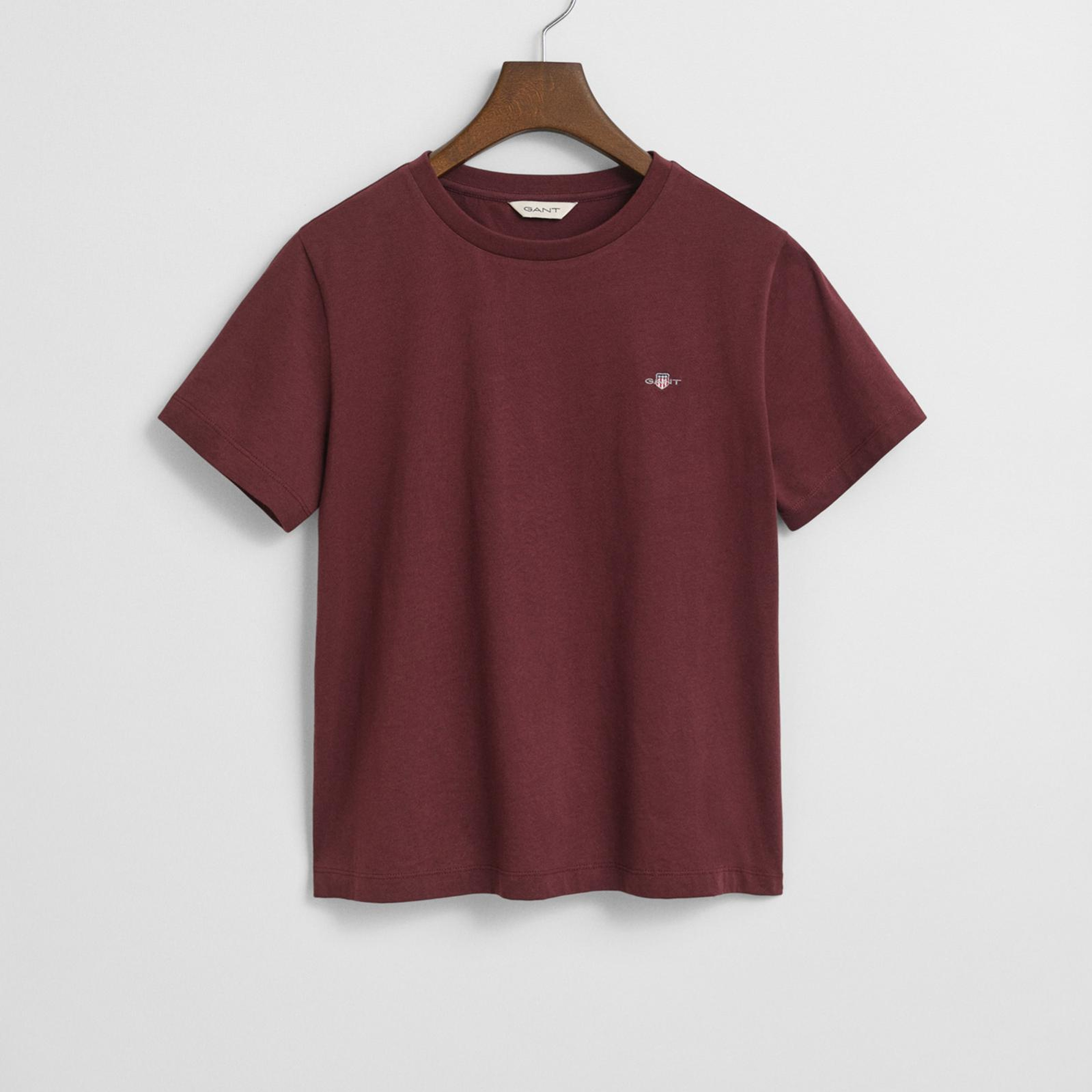GANT Kadın Bordo Regular Fit Bisiklet Yaka T-Shirt