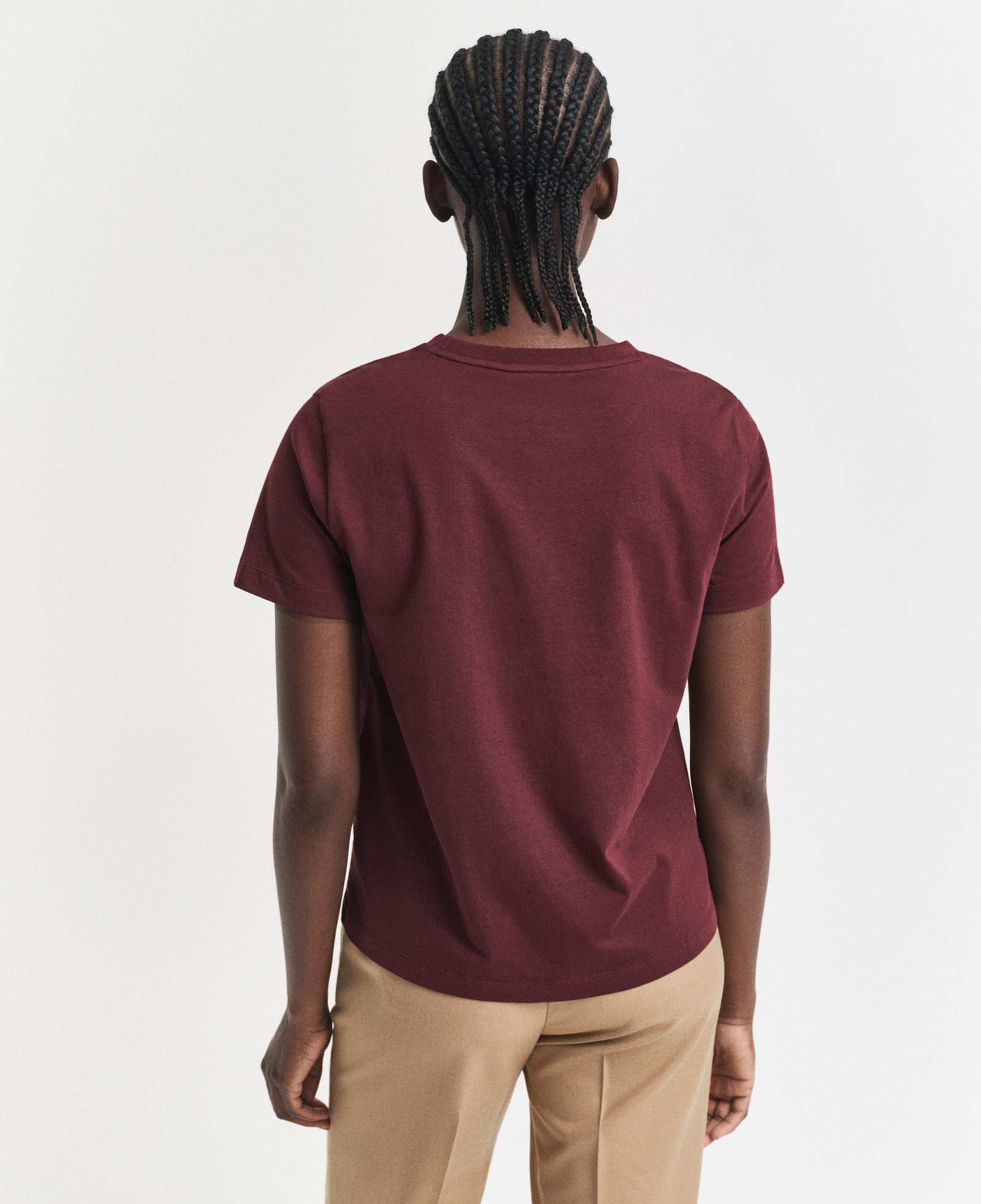 GANT Kadın Bordo Regular Fit Bisiklet Yaka T-Shirt