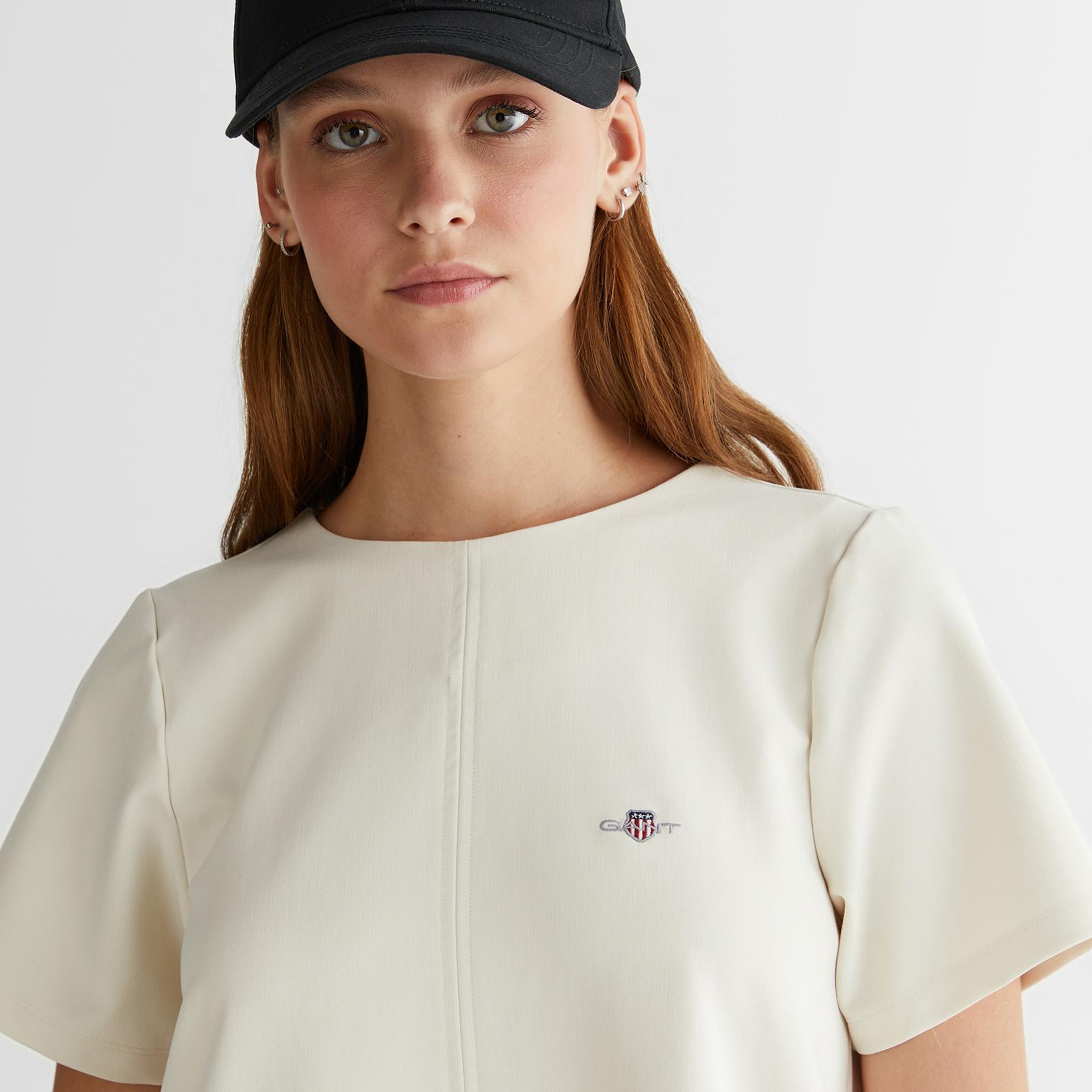 GANT Kadın Krem Bisiklet Yaka Logolu Elbise