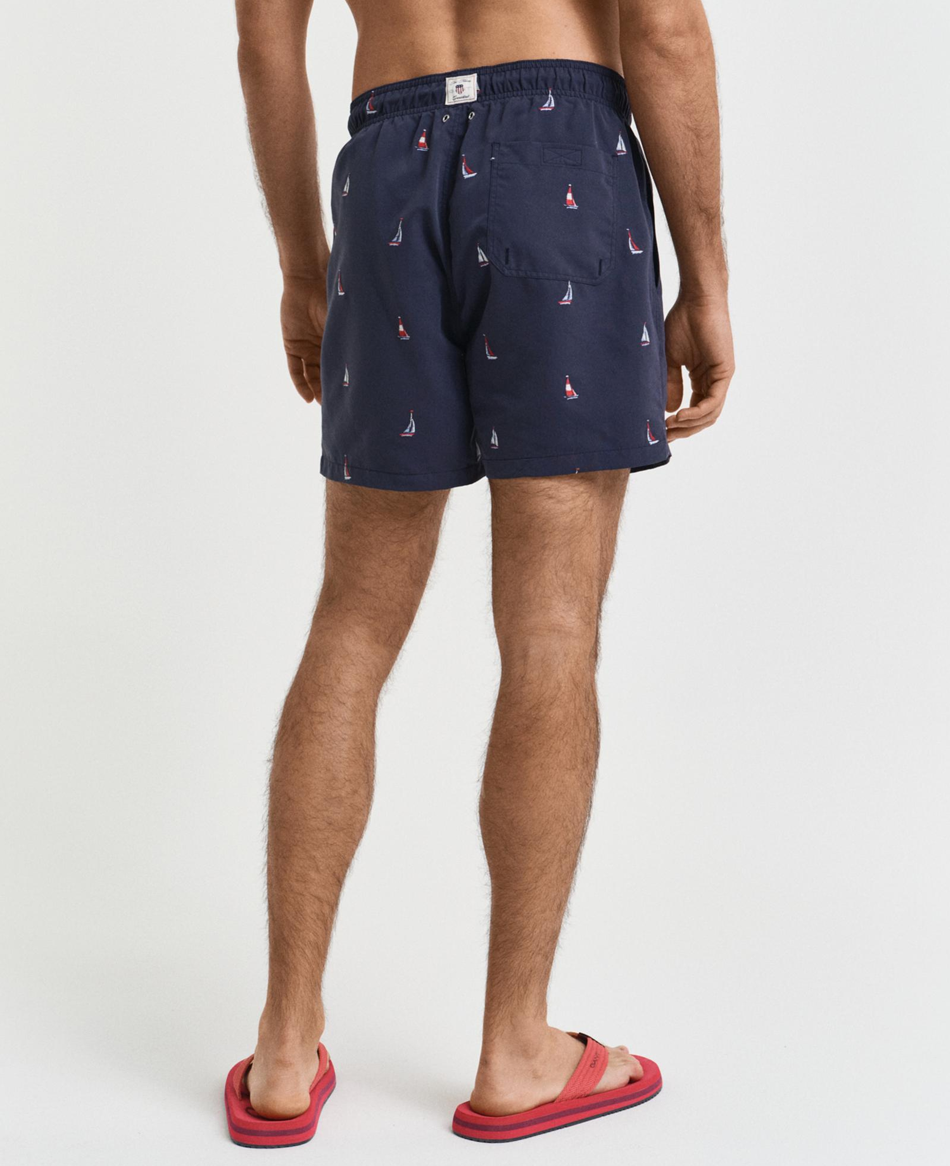 GANT Erkek Lacivert Regular Fit Desenli Mayo Şort