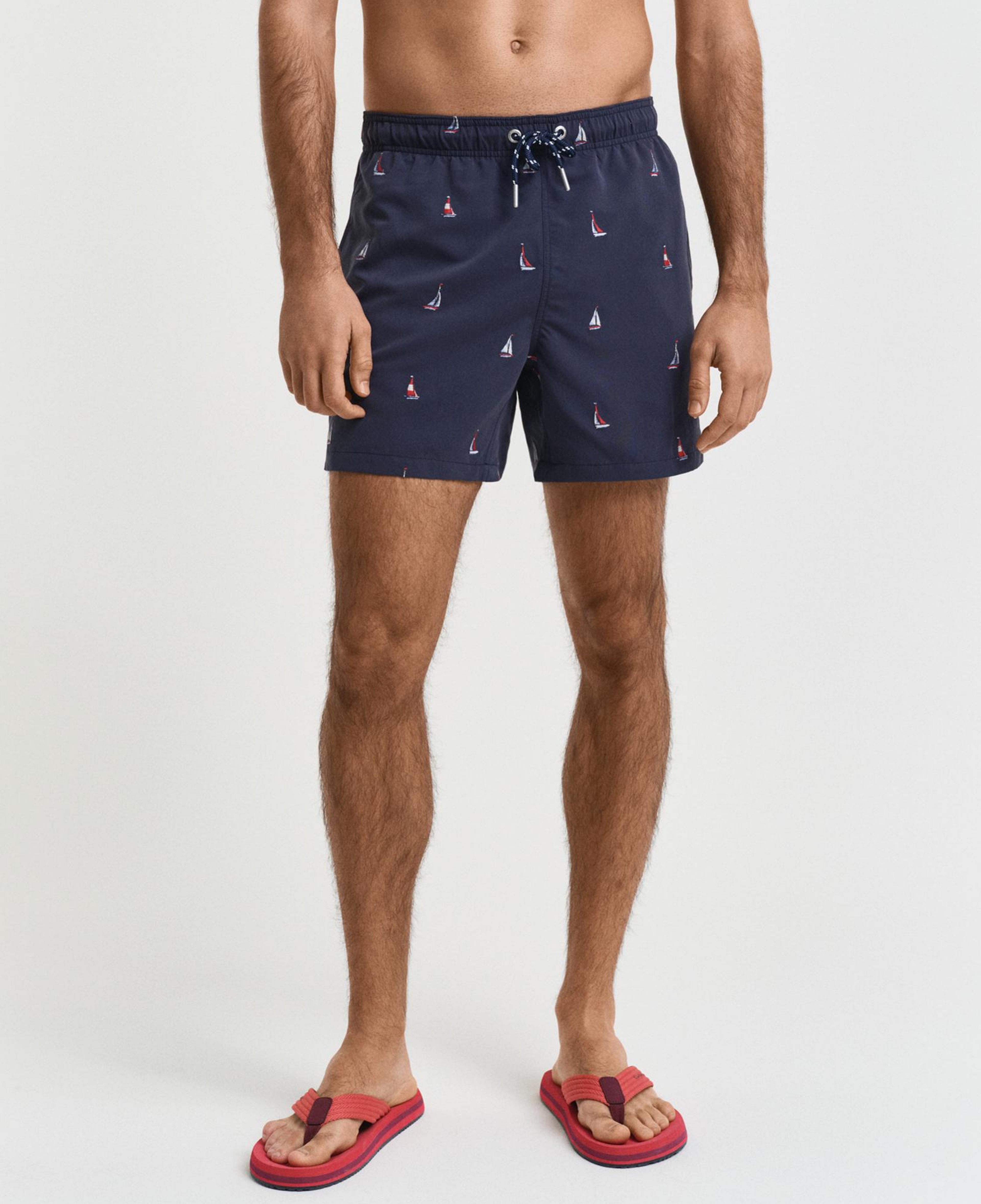 GANT Erkek Lacivert Regular Fit Desenli Mayo Şort