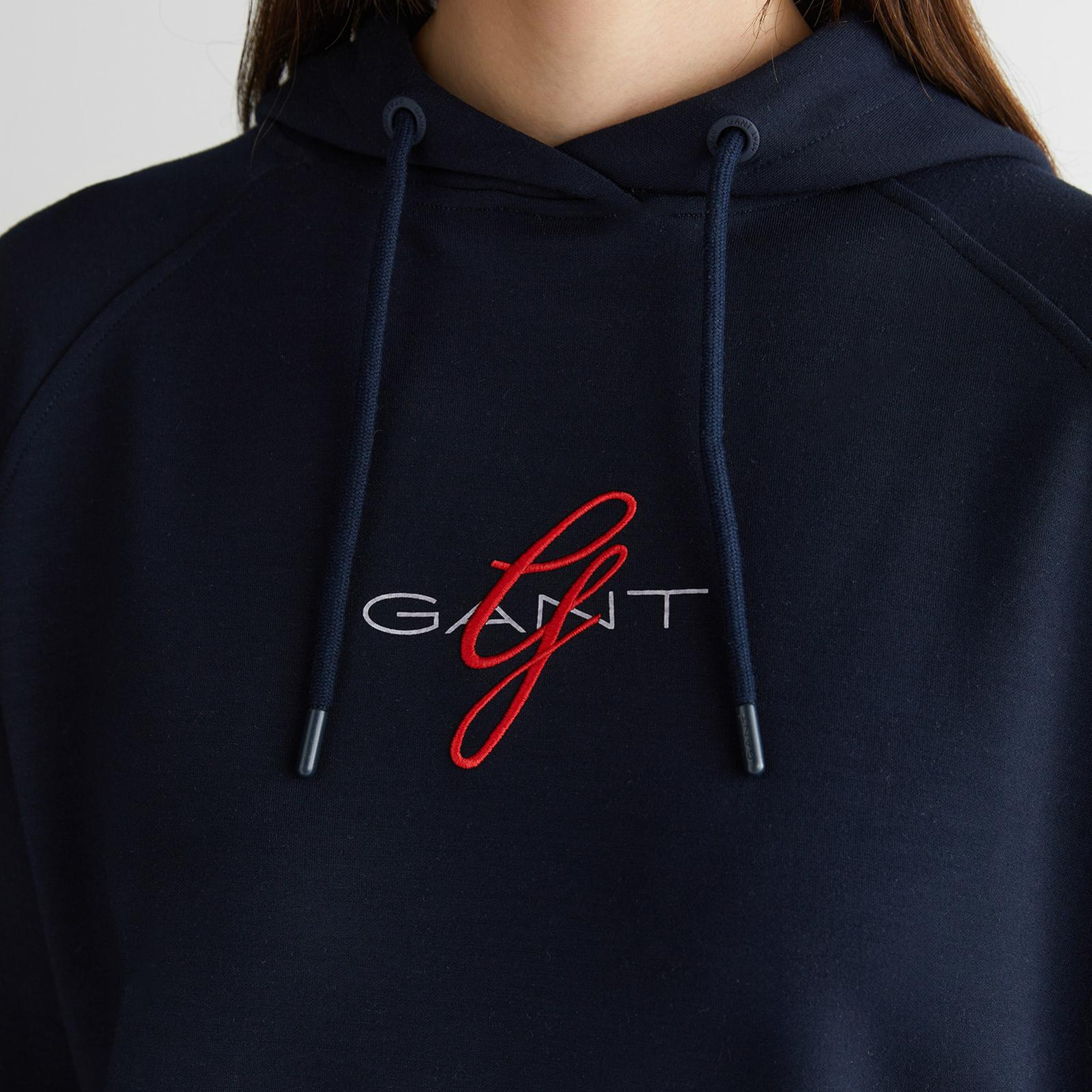 GANT Kadın Lacivert Bisiklet Yaka Logolu Sweatshirt