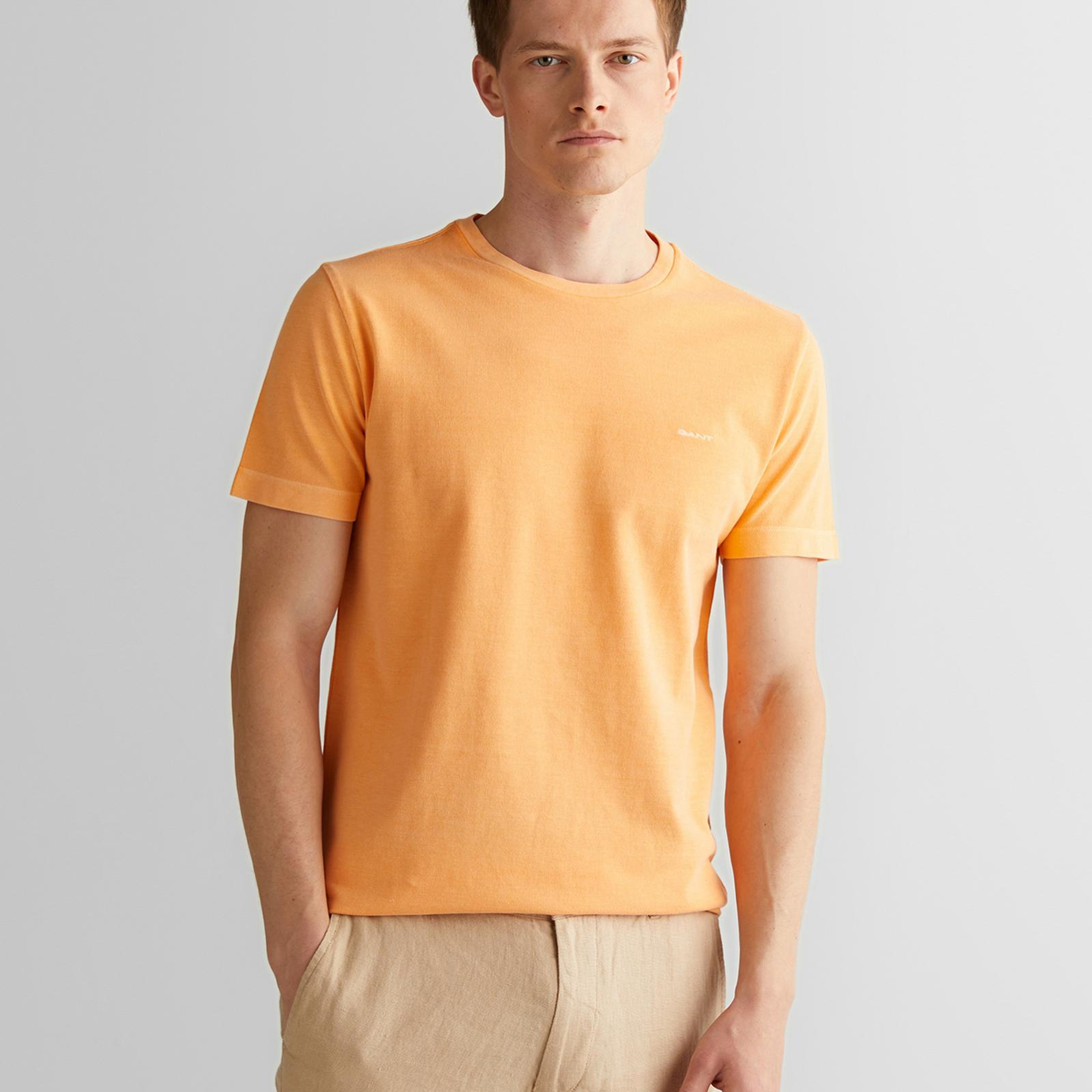 GANT Erkek Turuncu Slim Fit Bisiklet Yaka T-Shirt