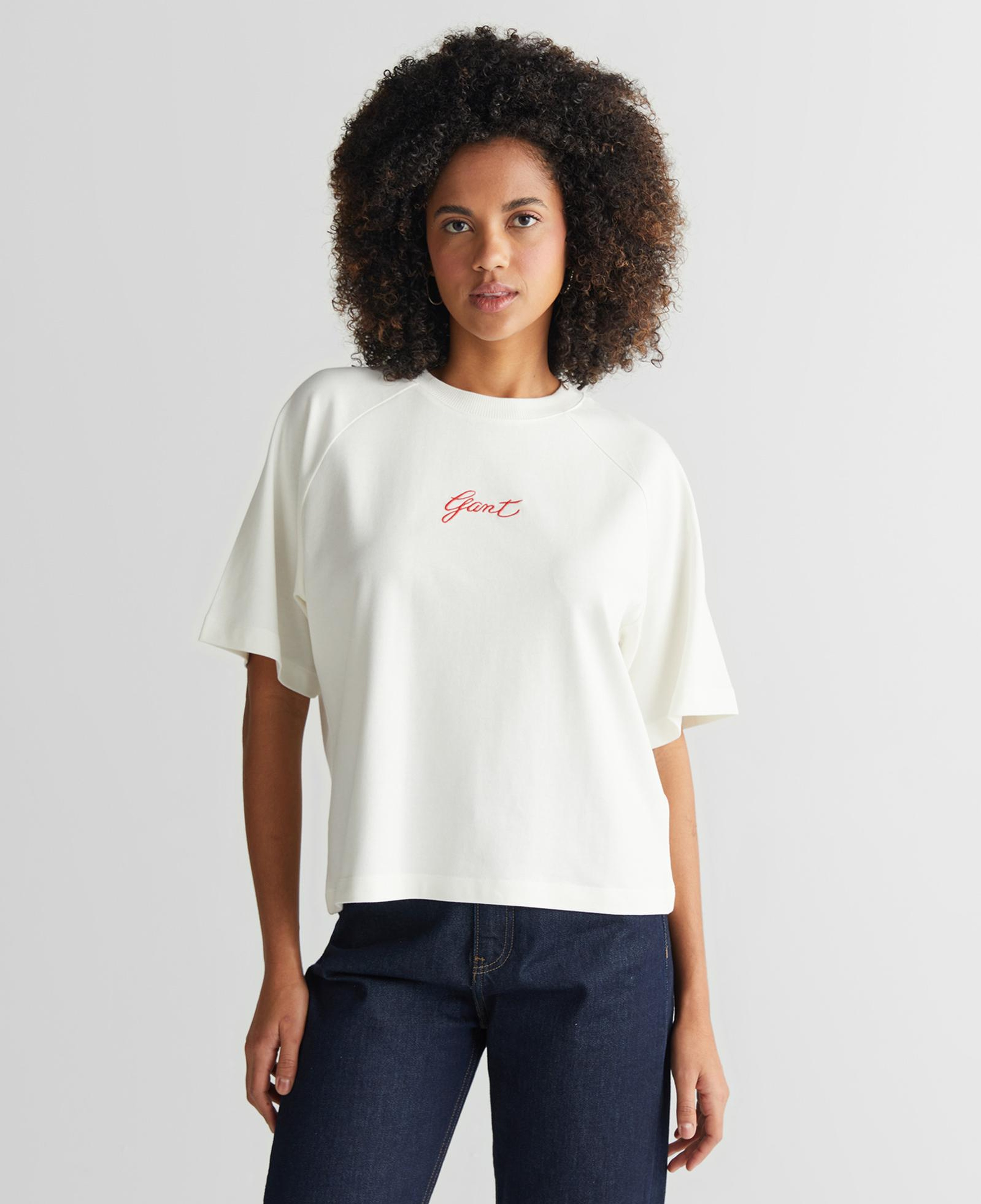 GANT Kadın Krem Bisiklet Yaka Logolu T-Shirt