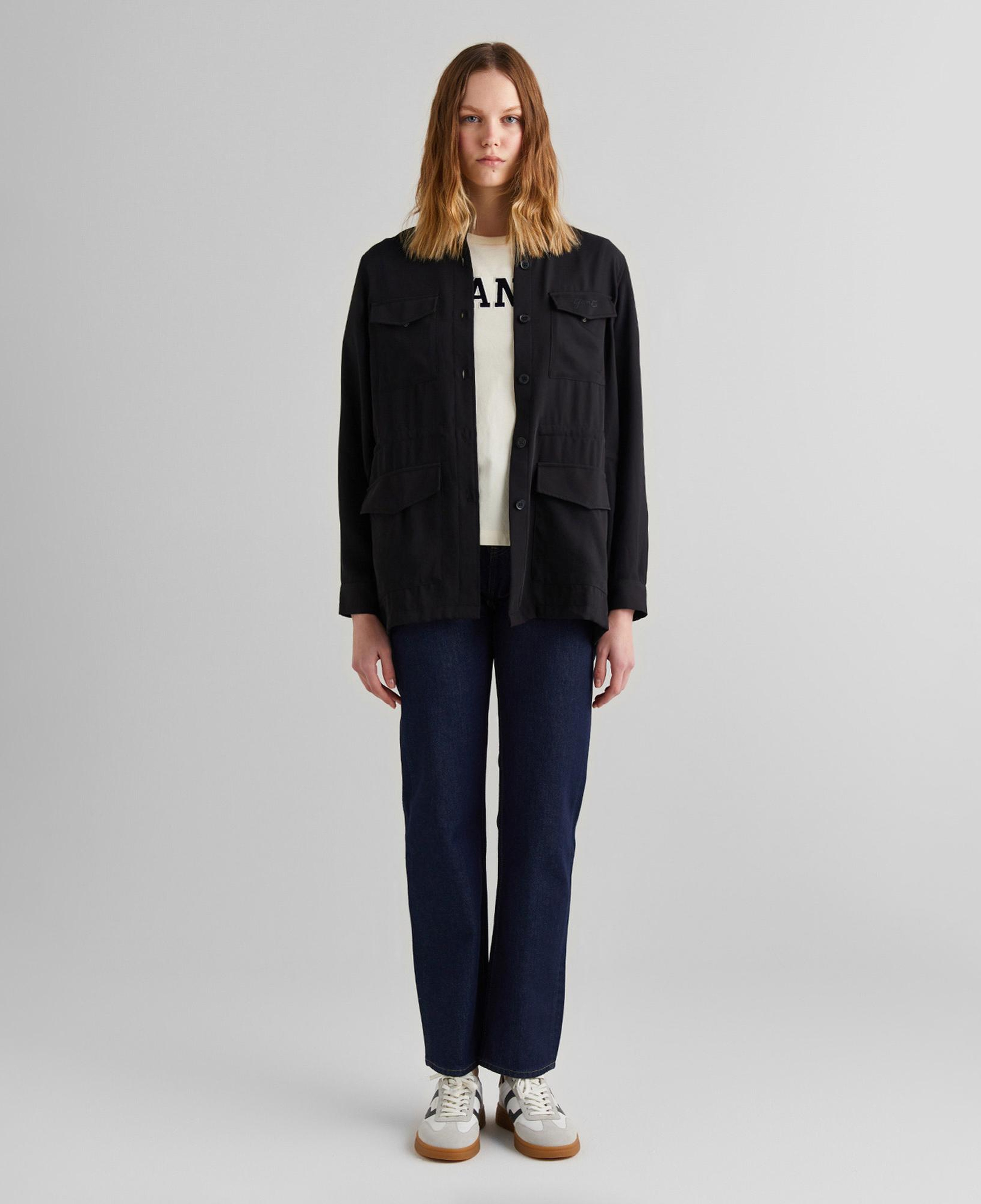 GANT Kadın Siyah Regular Fit Logolu Gömlek