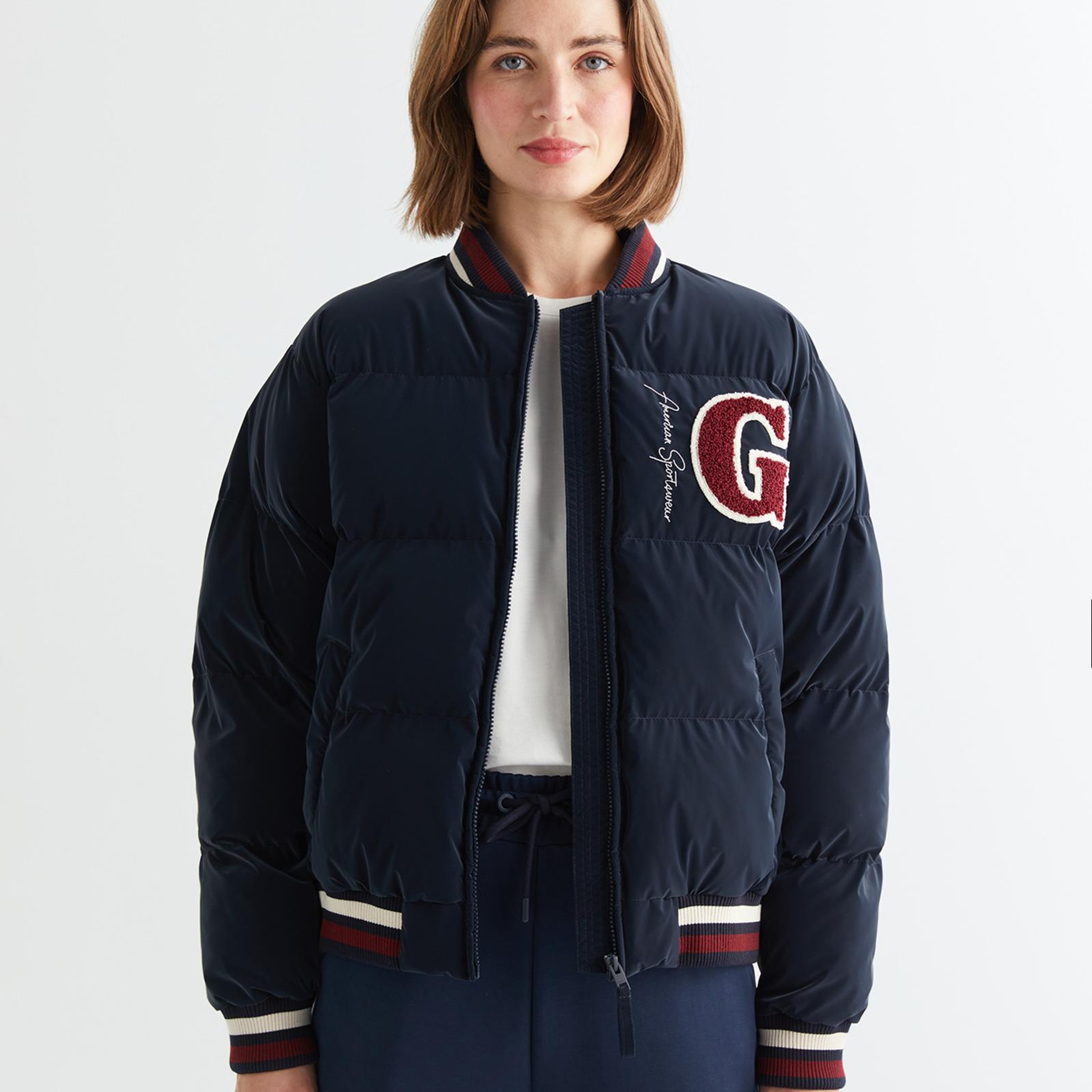 GANT Kadın Lacivert Hakim Yaka Logolu Bomber Ceket