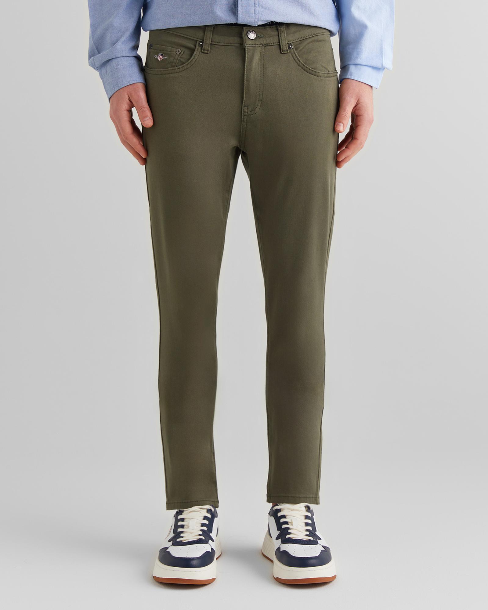 GANT Erkek Yeşil Slim Fit Pantolon