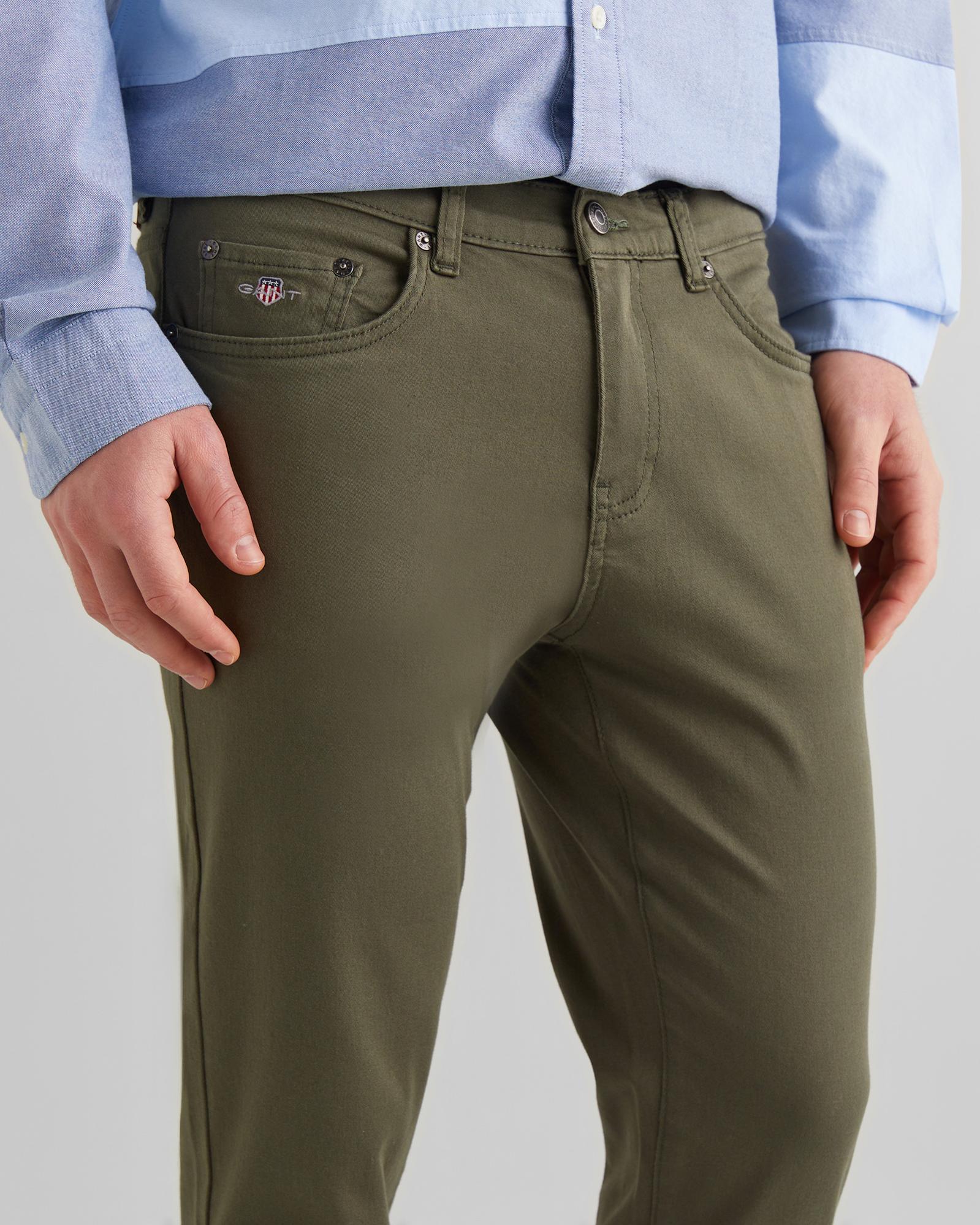 GANT Erkek Yeşil Slim Fit Pantolon