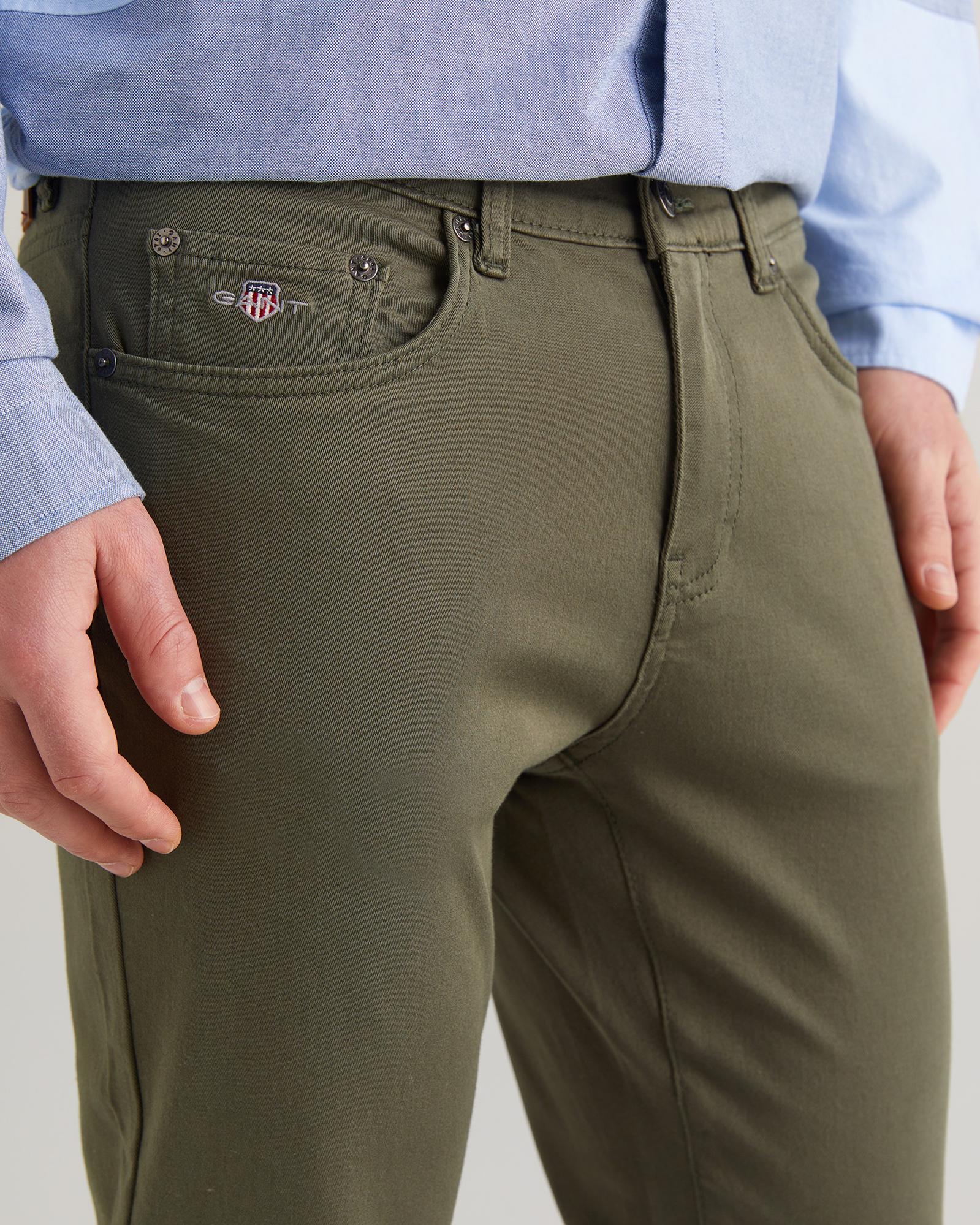 GANT Erkek Yeşil Slim Fit Pantolon