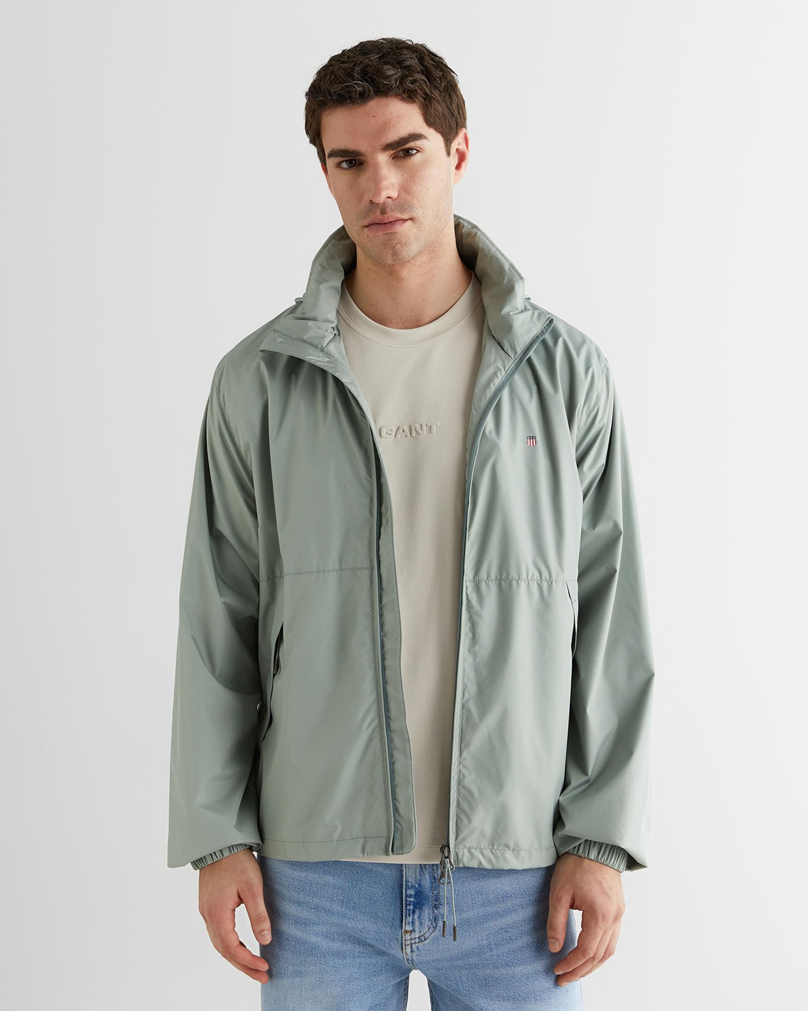 GANT Erkek Yeşil Dik Yaka Logolu Yağmurluk