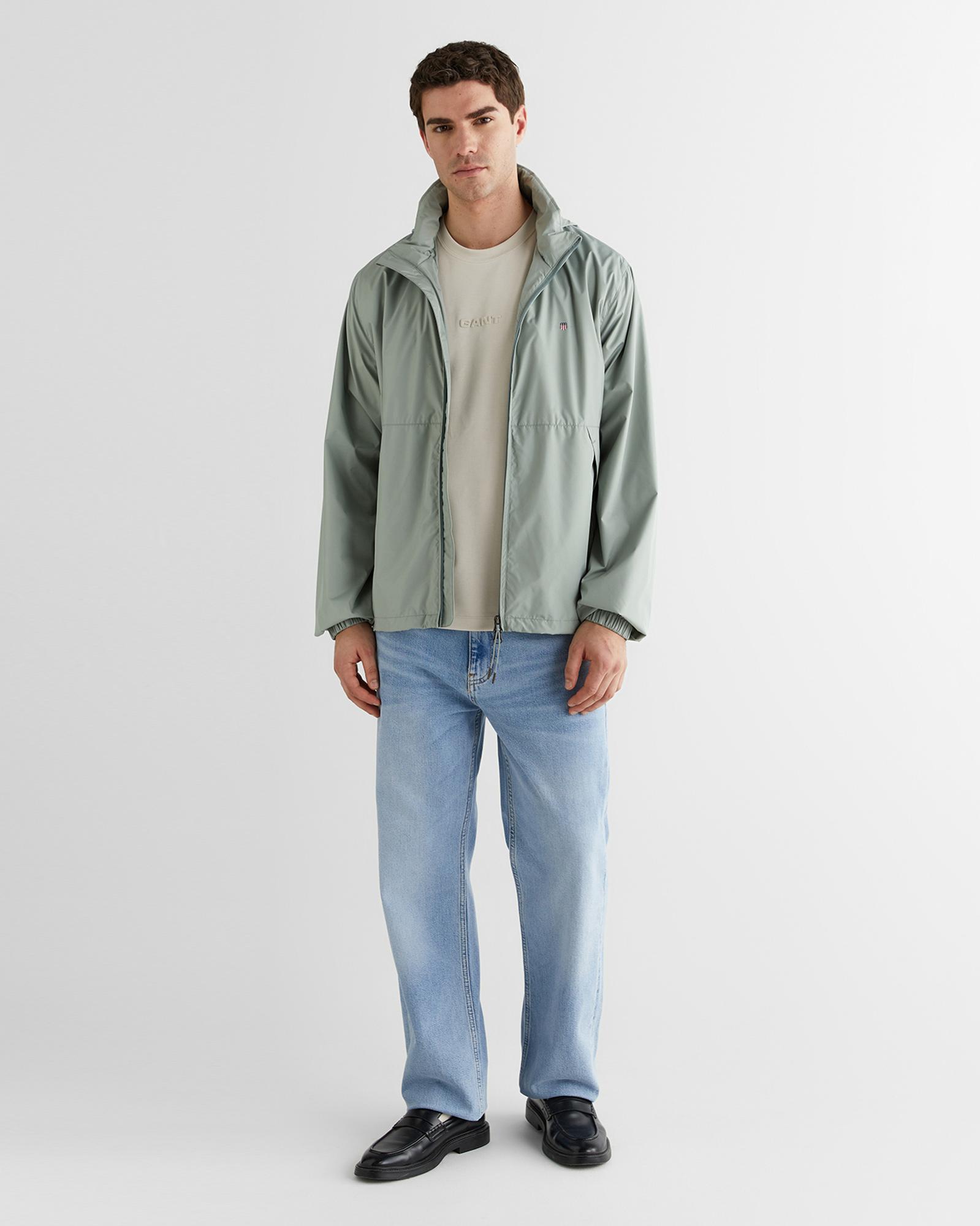 GANT Erkek Yeşil Dik Yaka Logolu Yağmurluk