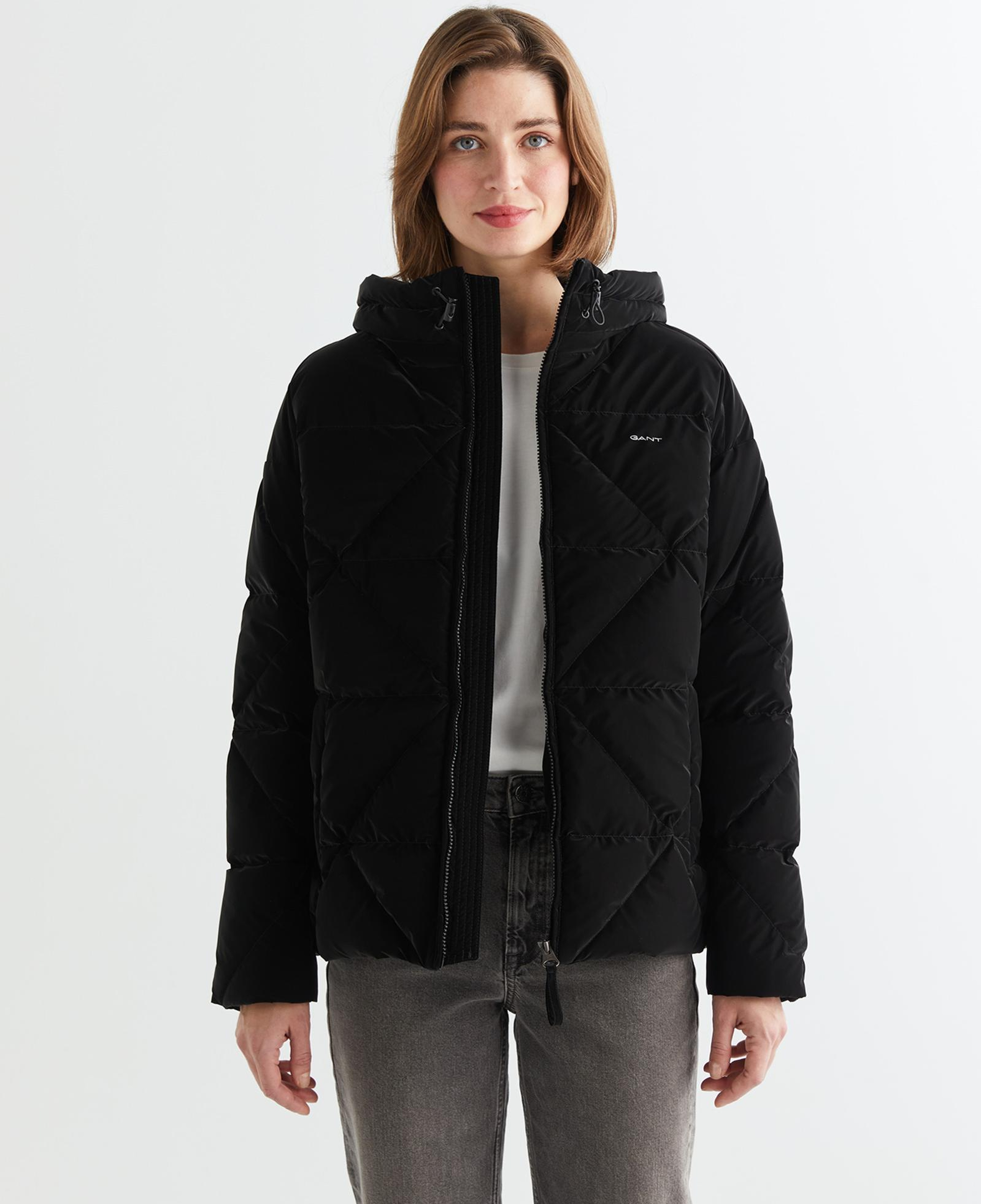 GANT Kadın Siyah Kapüşonlu Kapitone Mont