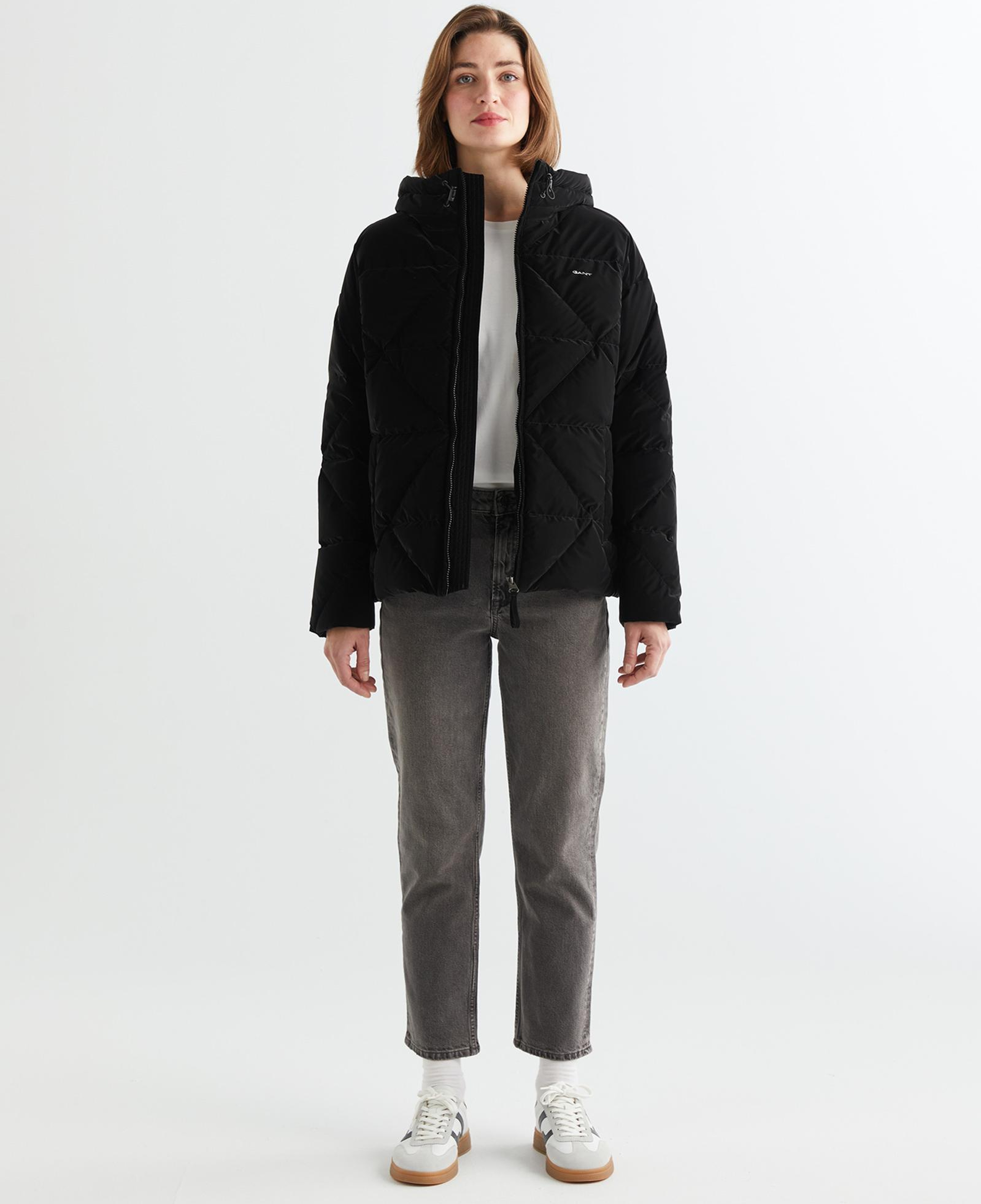 GANT Kadın Siyah Kapüşonlu Kapitone Mont