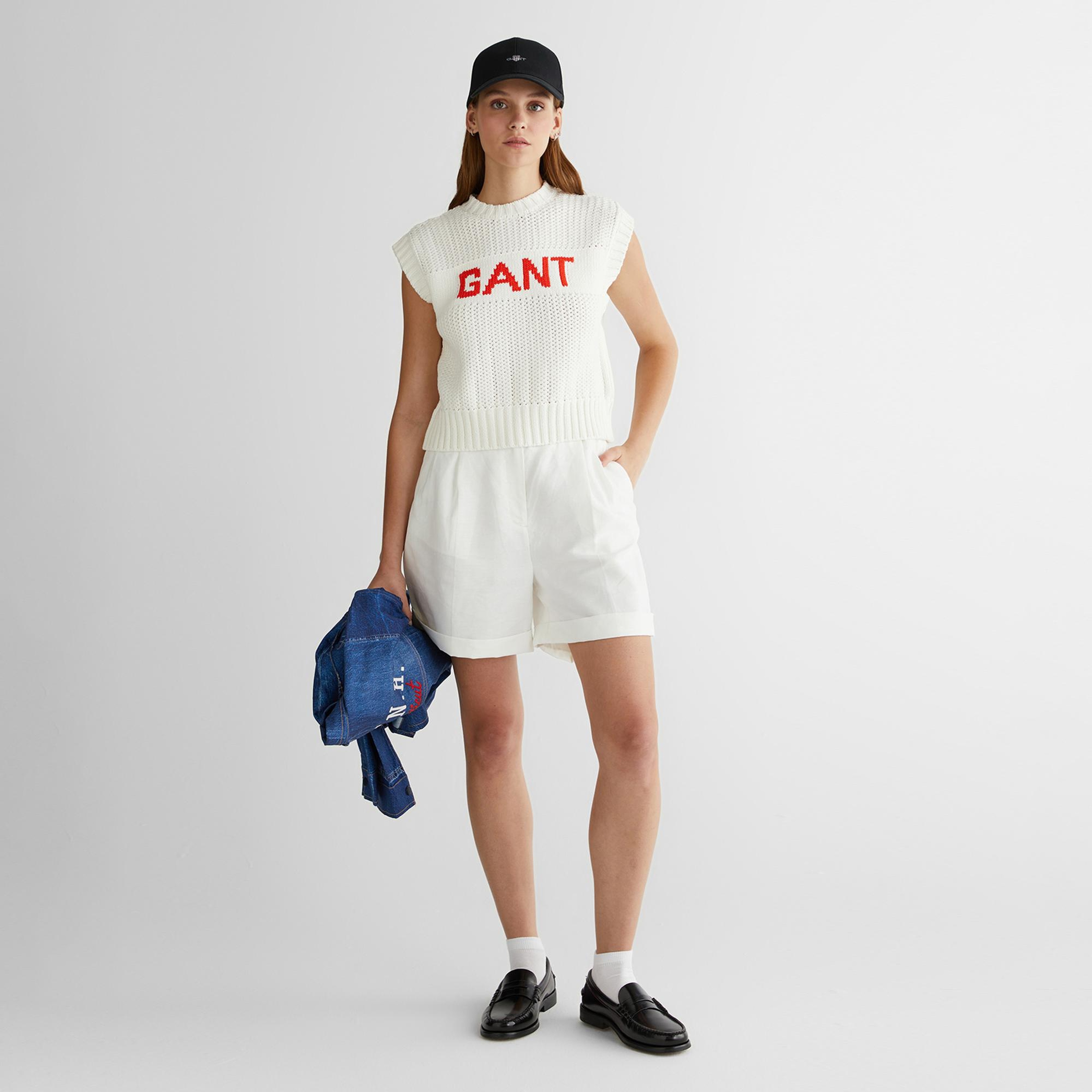 GANT Kadın Krem Bisiklet Yaka Logolu Triko