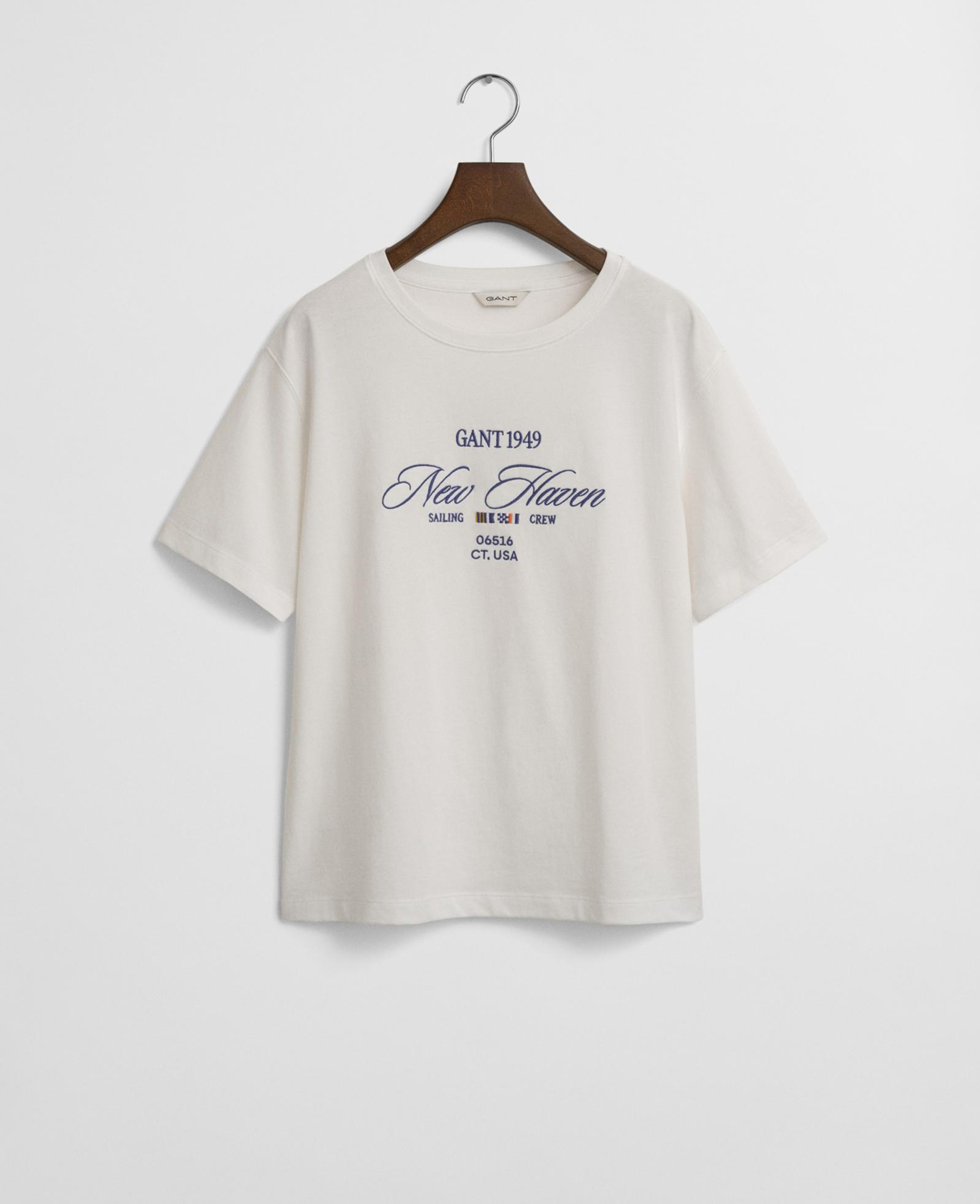 GANT Kadın Krem Relaxed Fit Bisiklet Yaka Logolu T-Shirt