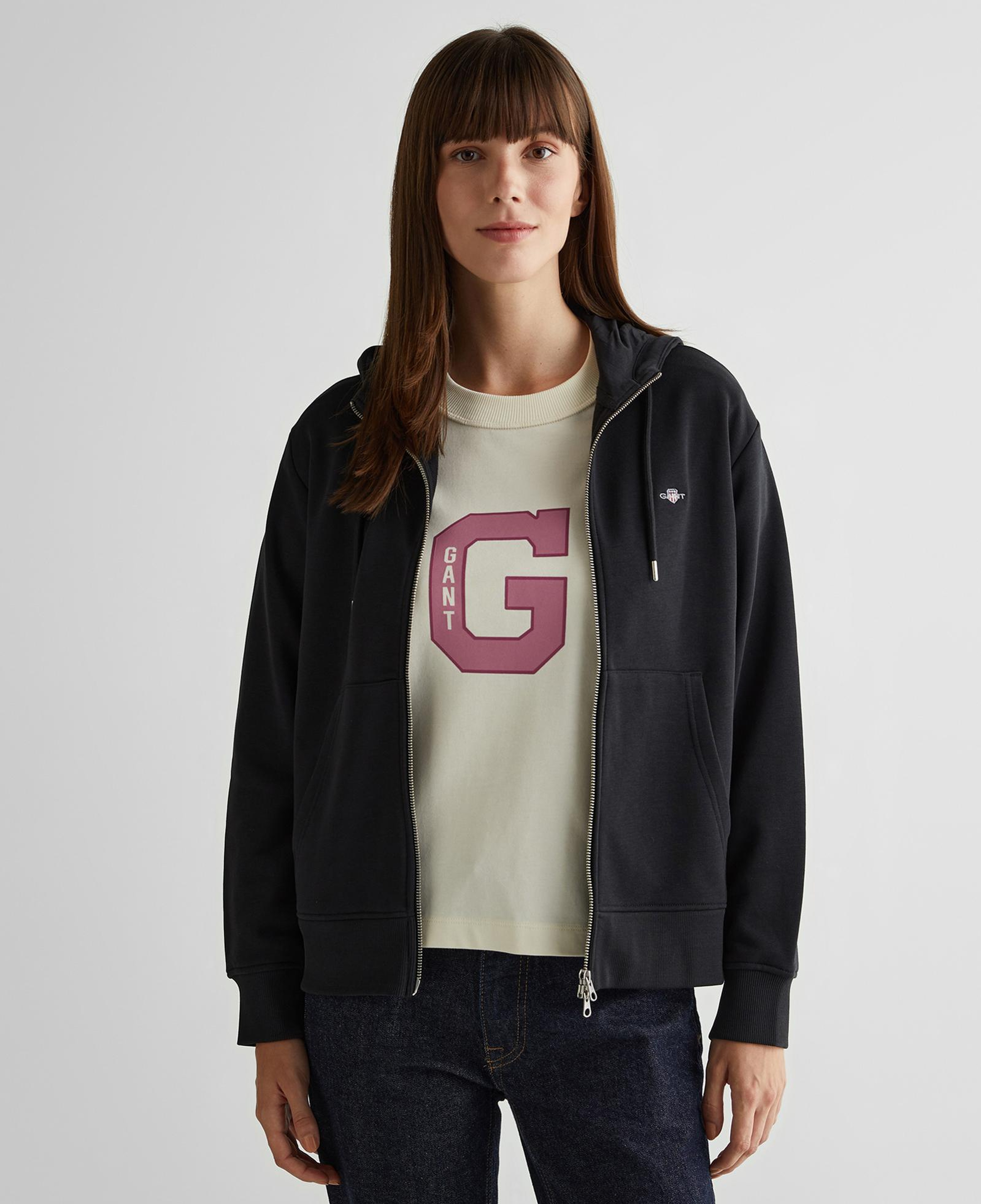 GANT Kadın Siyah Relaxed Fit Kapüşonlu Sweatshirt