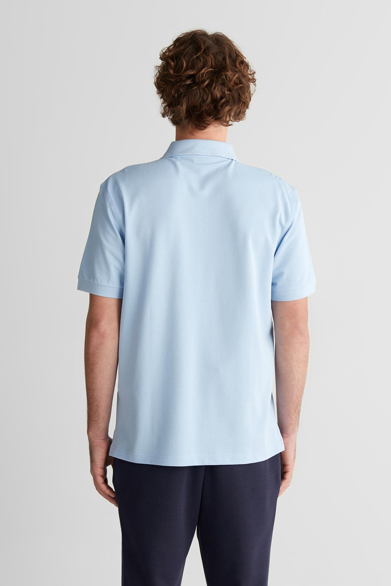 GANT Erkek Mavi Regular Fit Yarım Fermuarlı Baskılı Polo Yaka T-Shirt