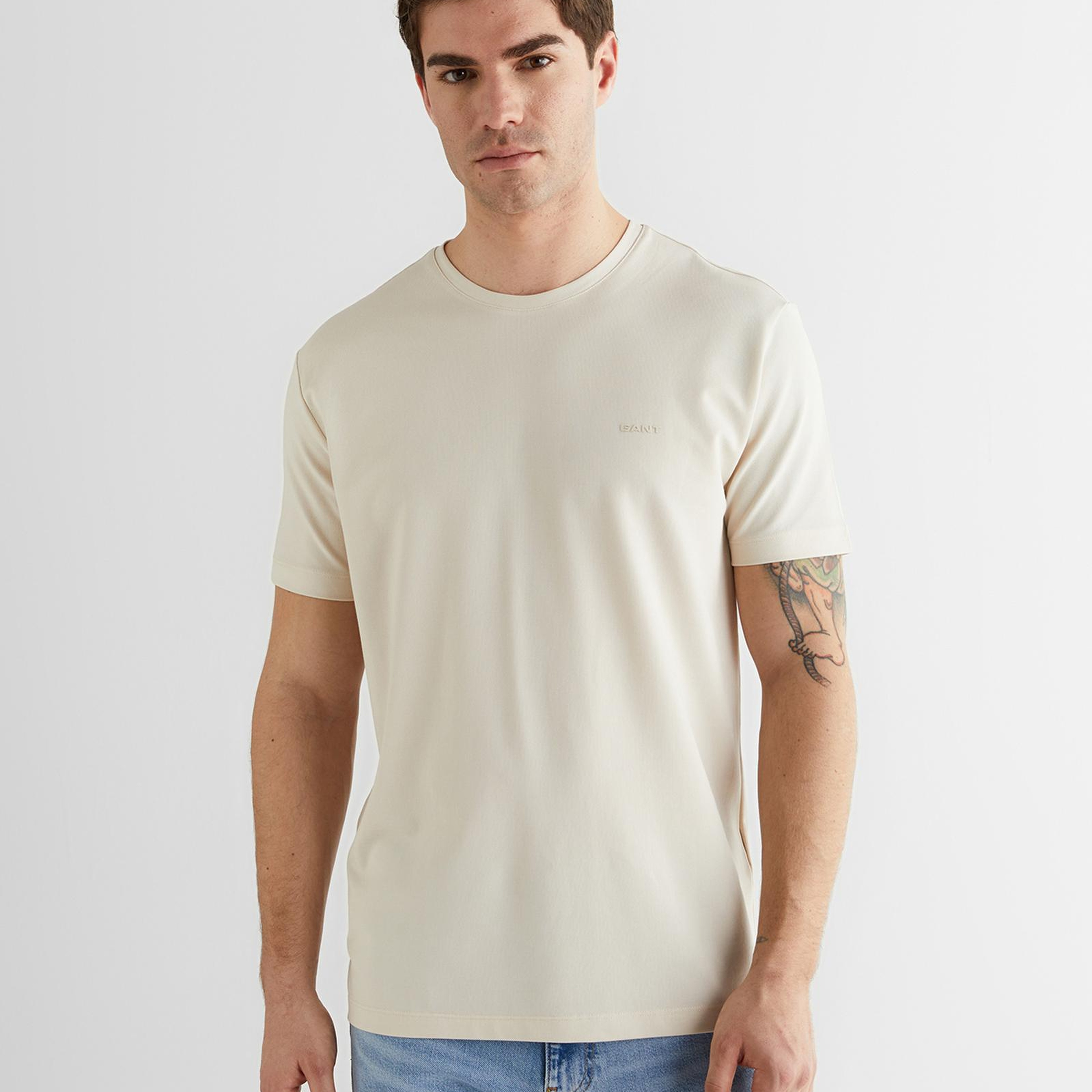 GANT Erkek Bej Baskılı Kısa Kollu T-Shirt