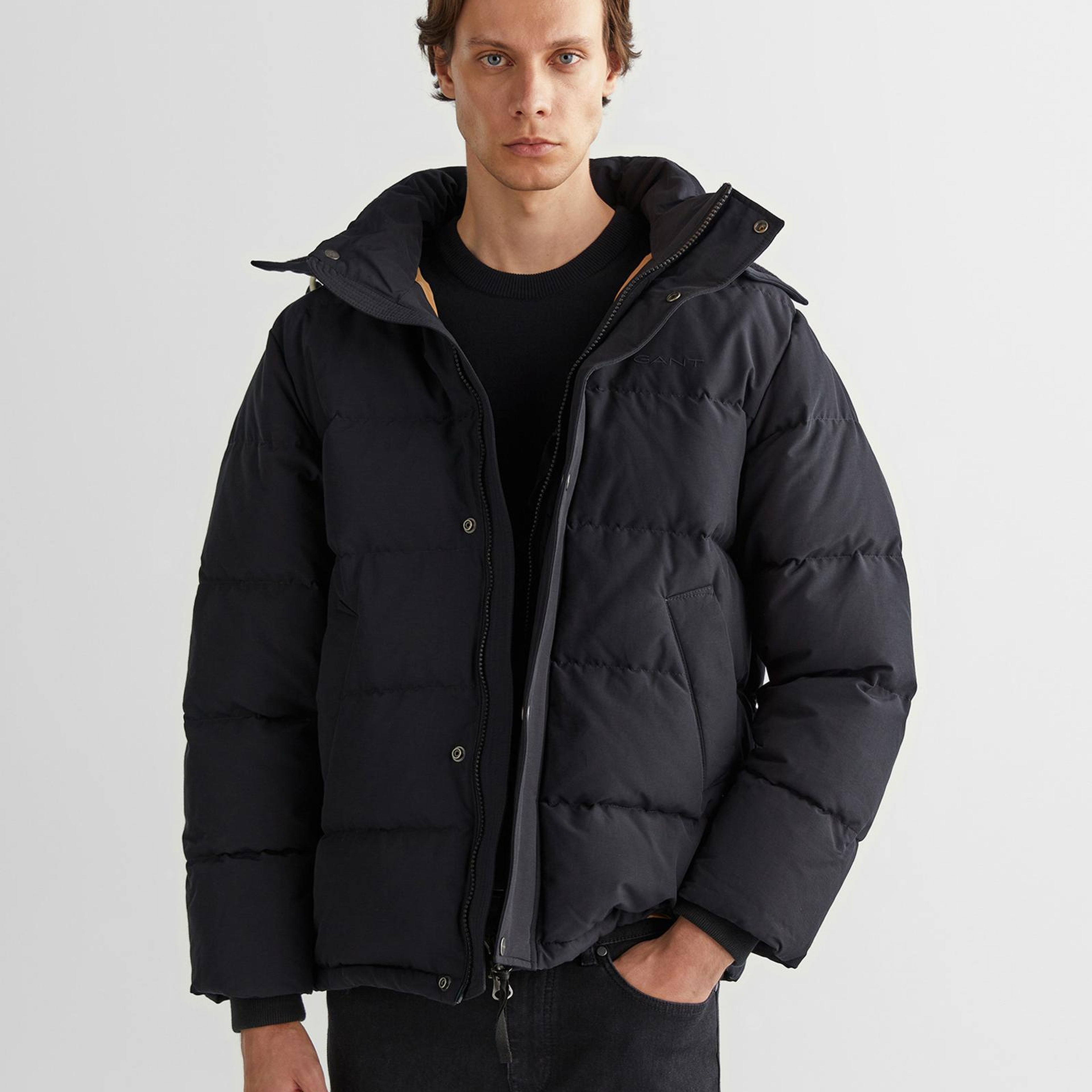 GANT Erkek Siyah Kapüşonlu Kaz Tüyü Mont