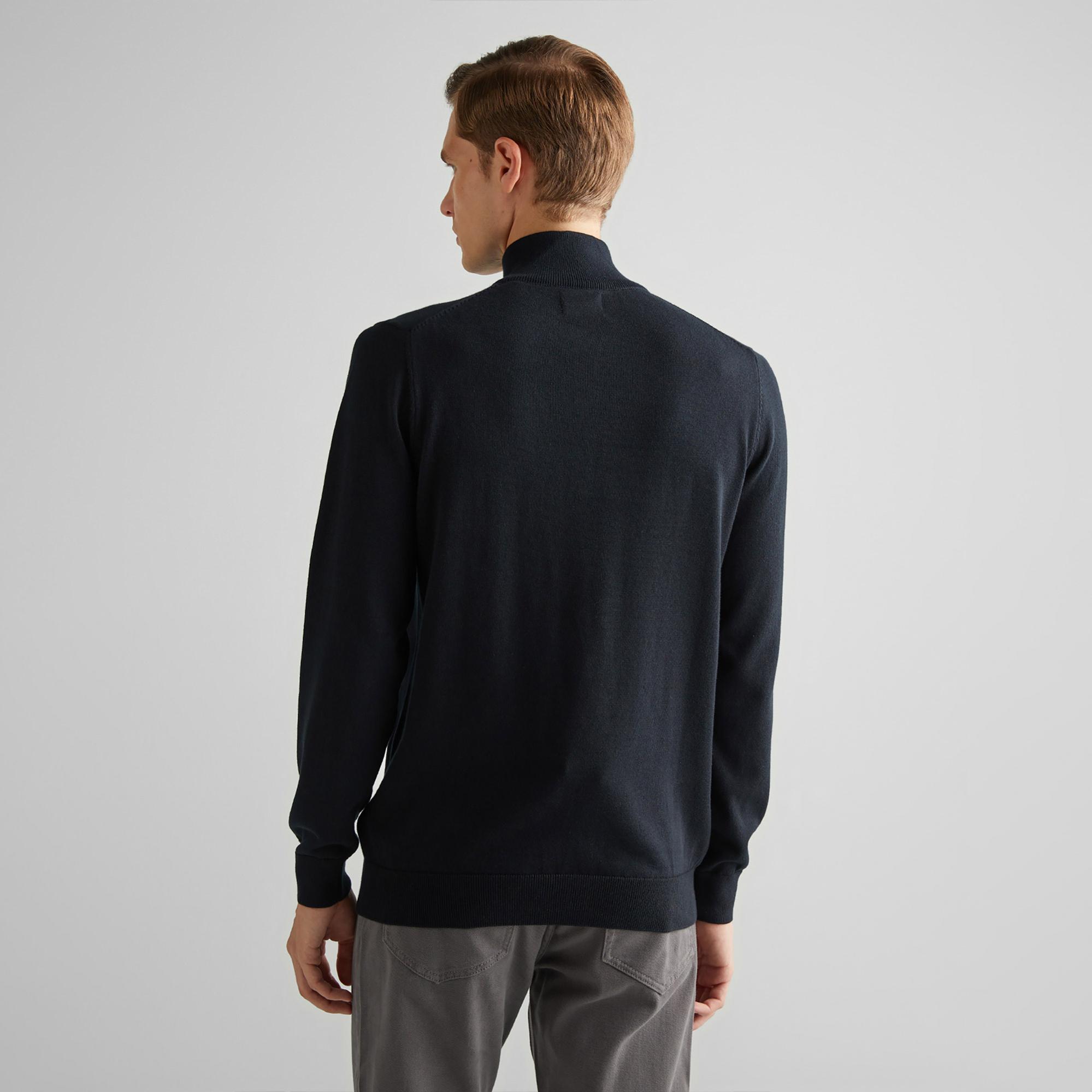 GANT Erkek Siyah Regular Fit Yarım Fermuarlı Kazak