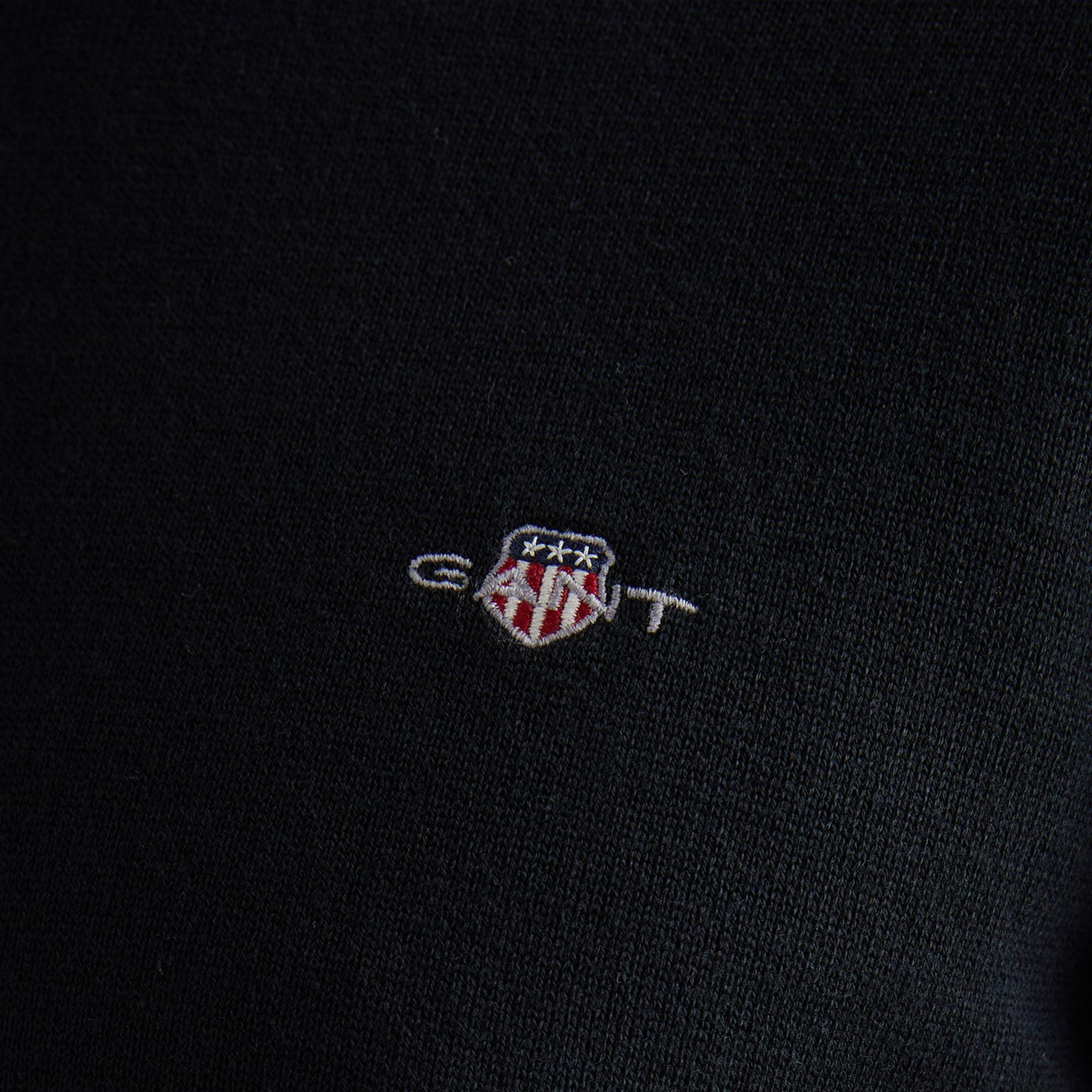 GANT Erkek Siyah Regular Fit Yarım Fermuarlı Kazak