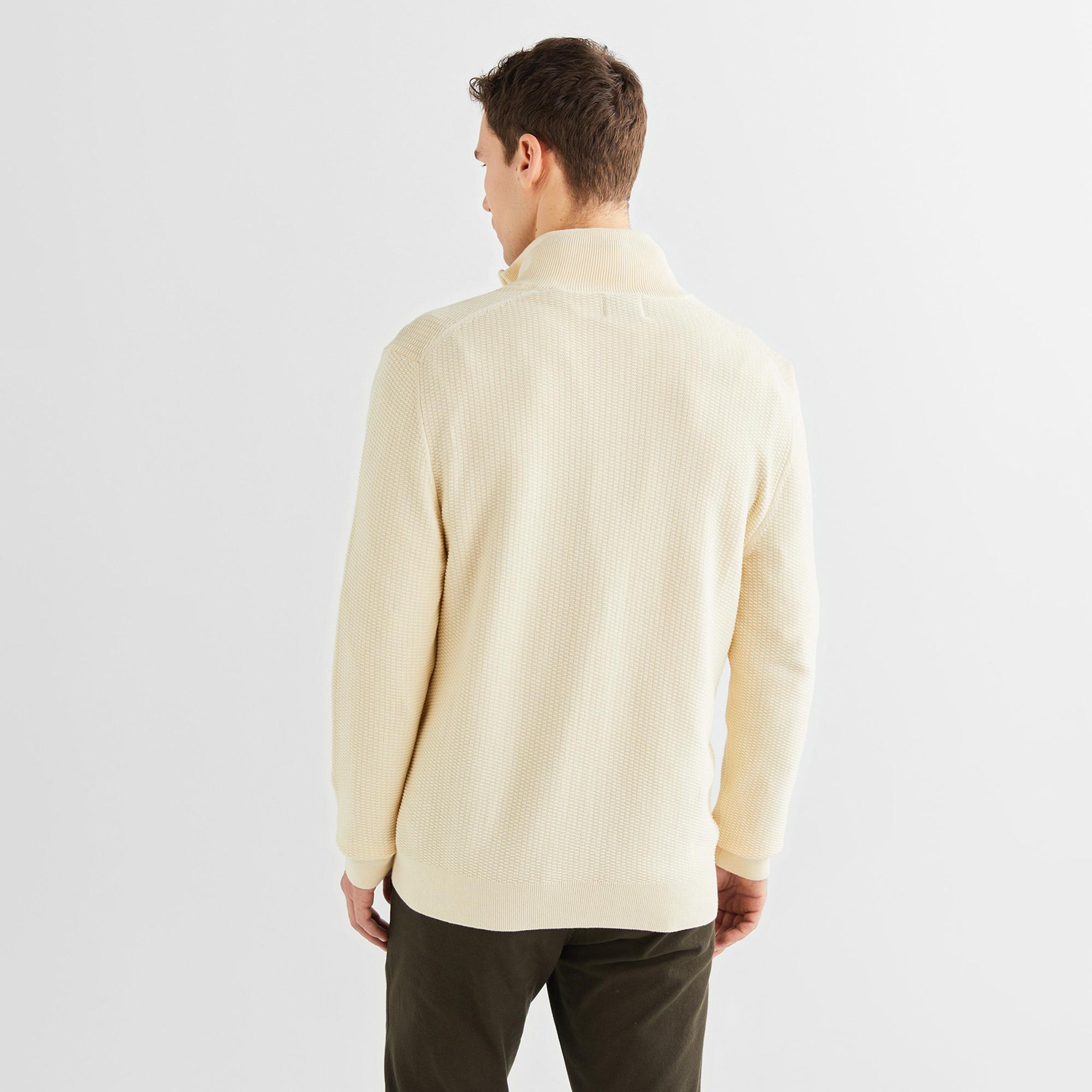 GANT Erkek Krem Regular Fit Fermuarlı Hırka