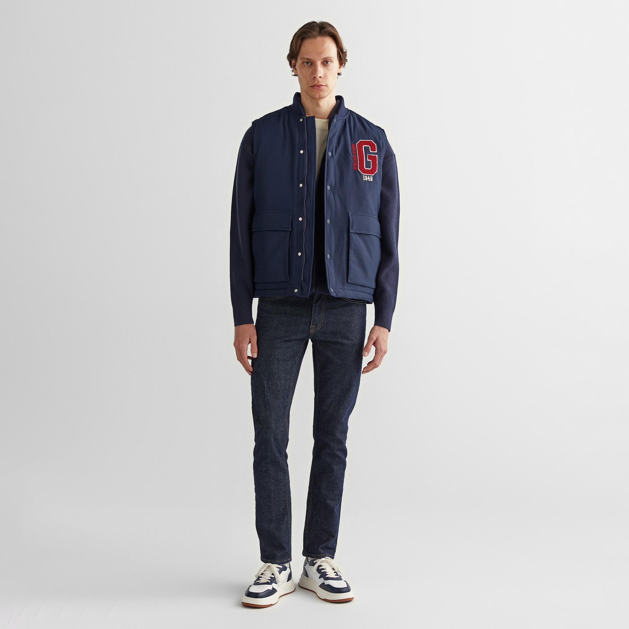 GANT Erkek Lacivert Hakim Yaka Logolu Yelek