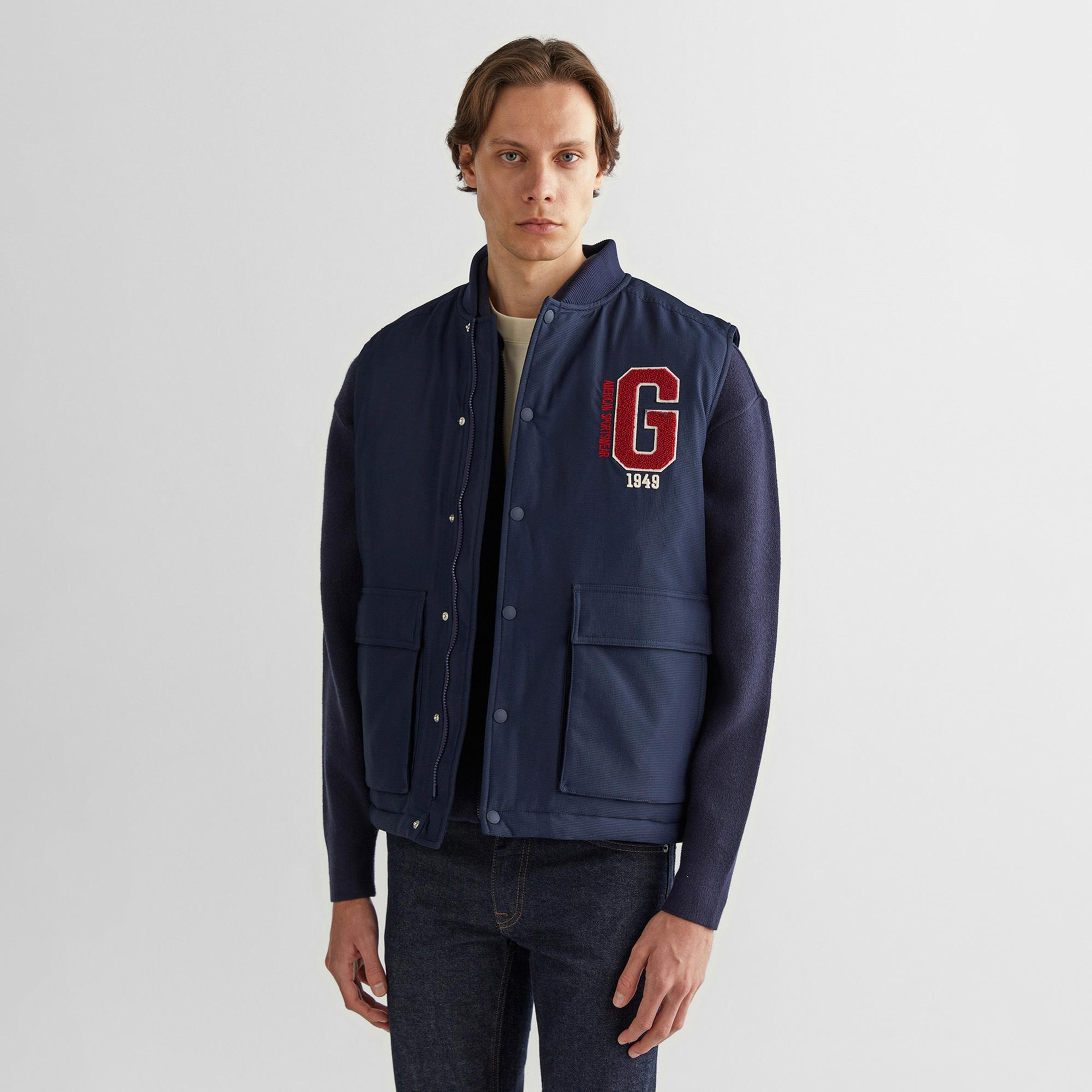 GANT Erkek Lacivert Hakim Yaka Logolu Yelek