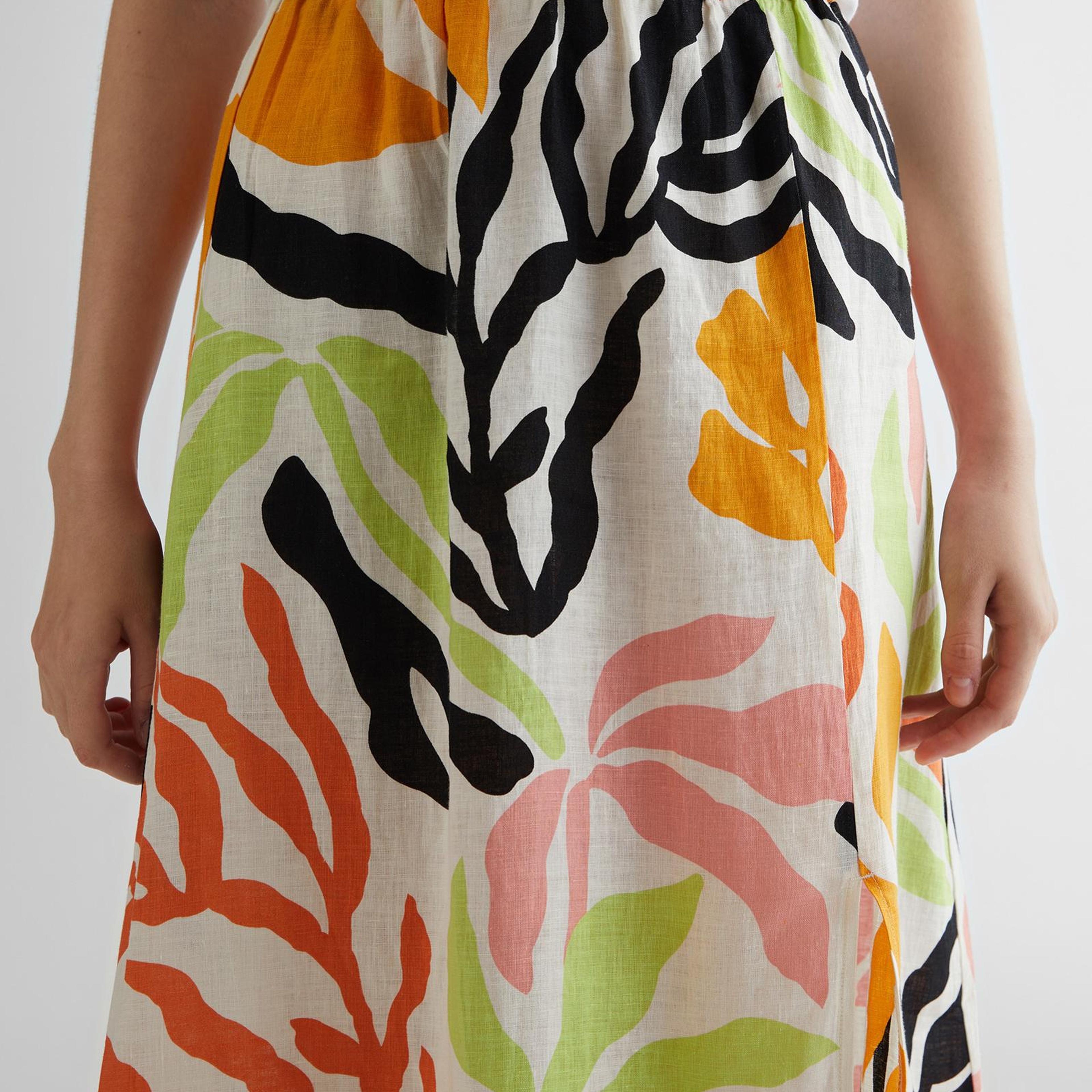 GANT Kadın Sarı Regular Fit Desenli Keten Etek