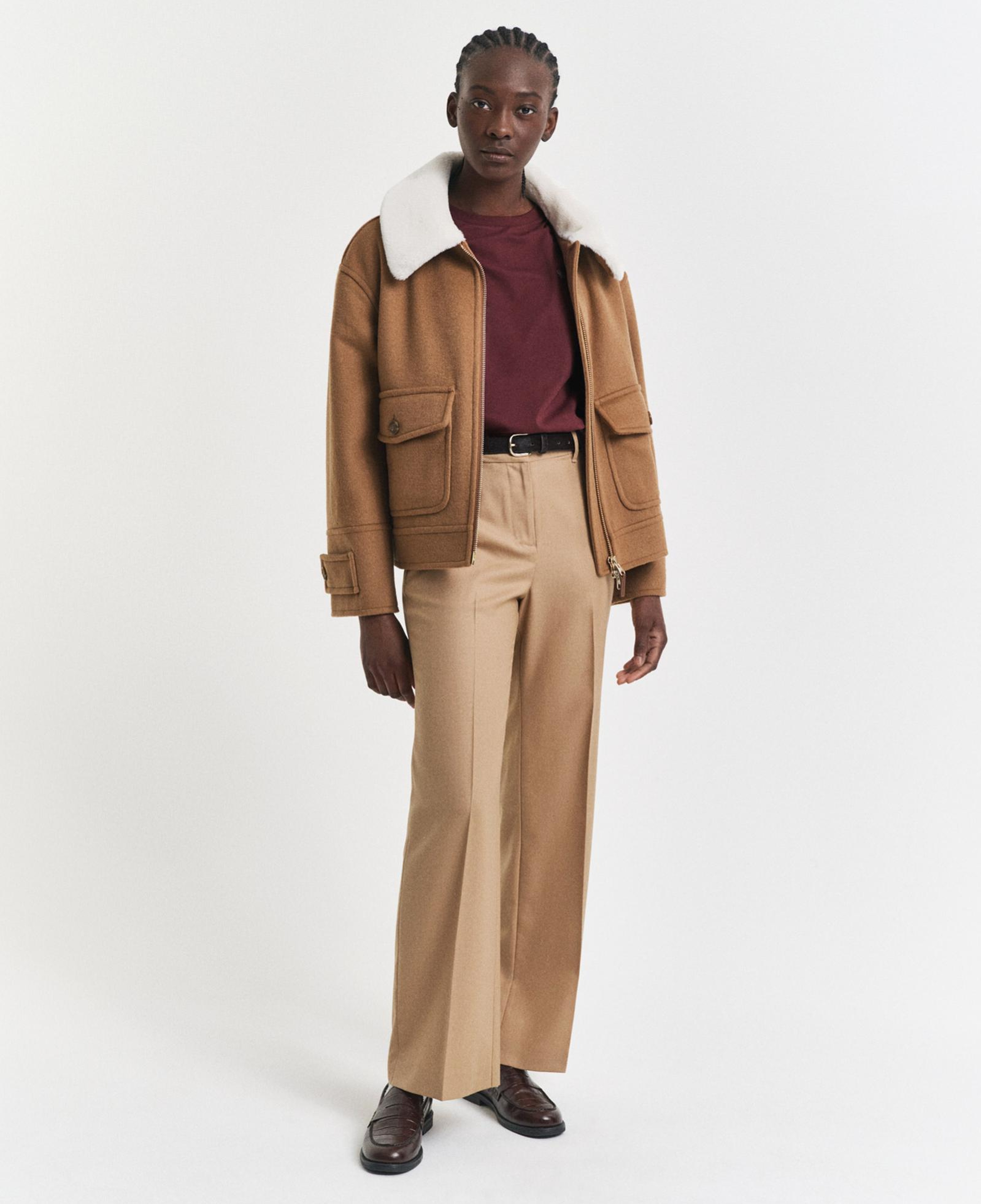 GANT Kadın Bordo Regular Fit Bisiklet Yaka T-Shirt