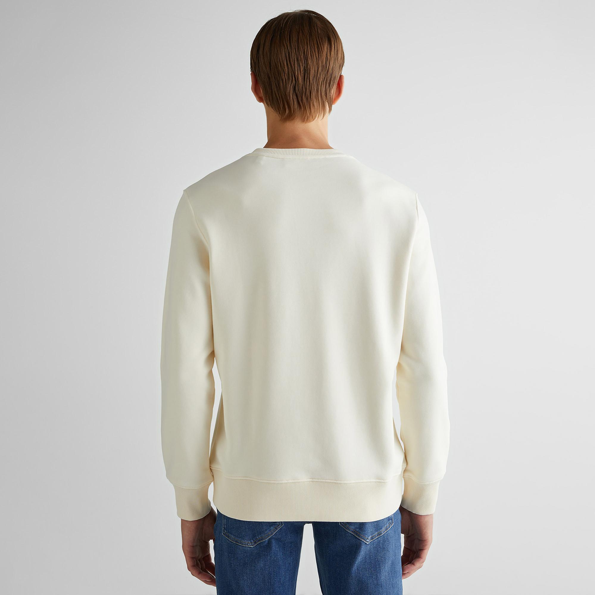 GANT Erkek Krem Regular Fit Bisiklet Yaka Logolu Sweatshirt
