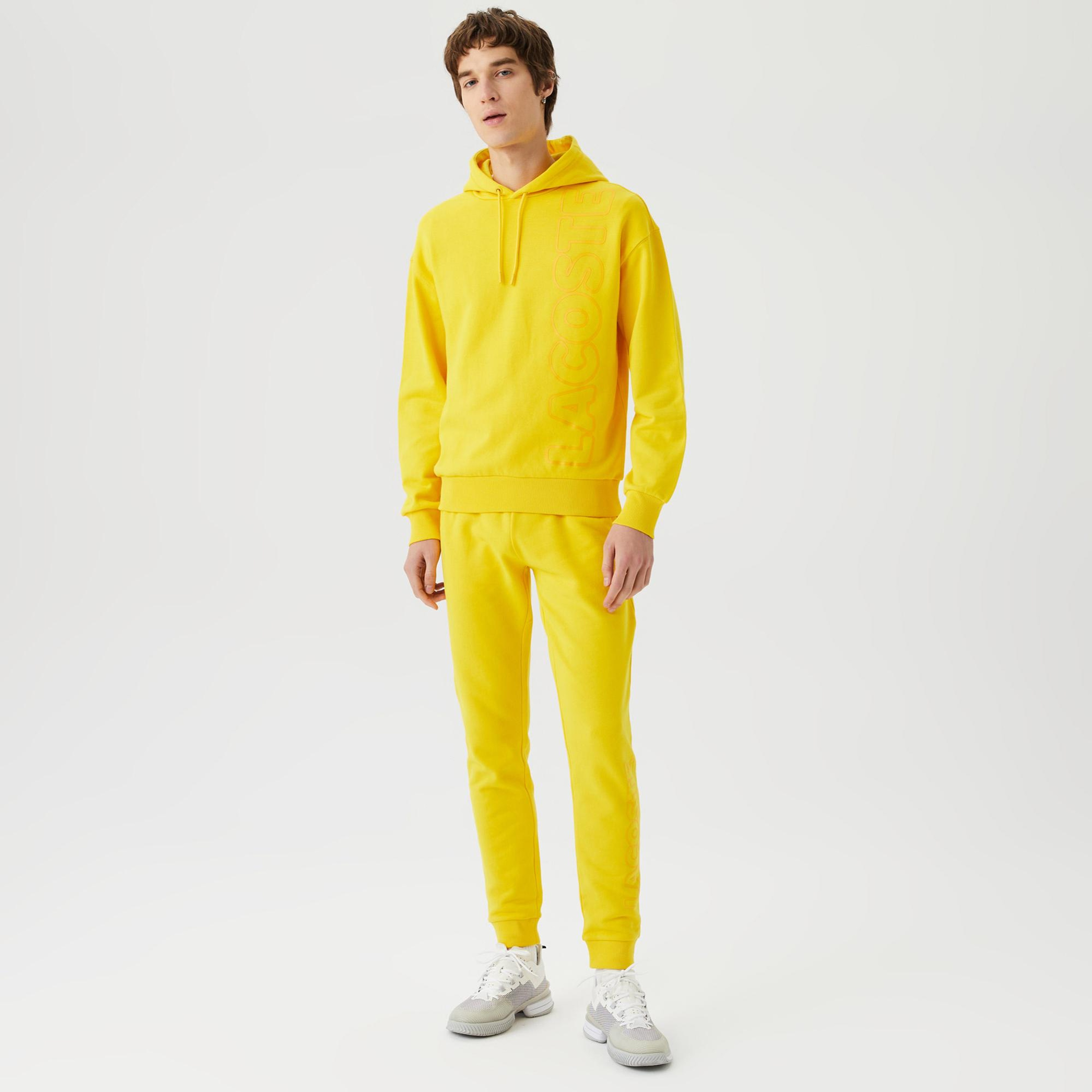 Erkek Slim Fit Baskılı Sarı Eşofman Altı